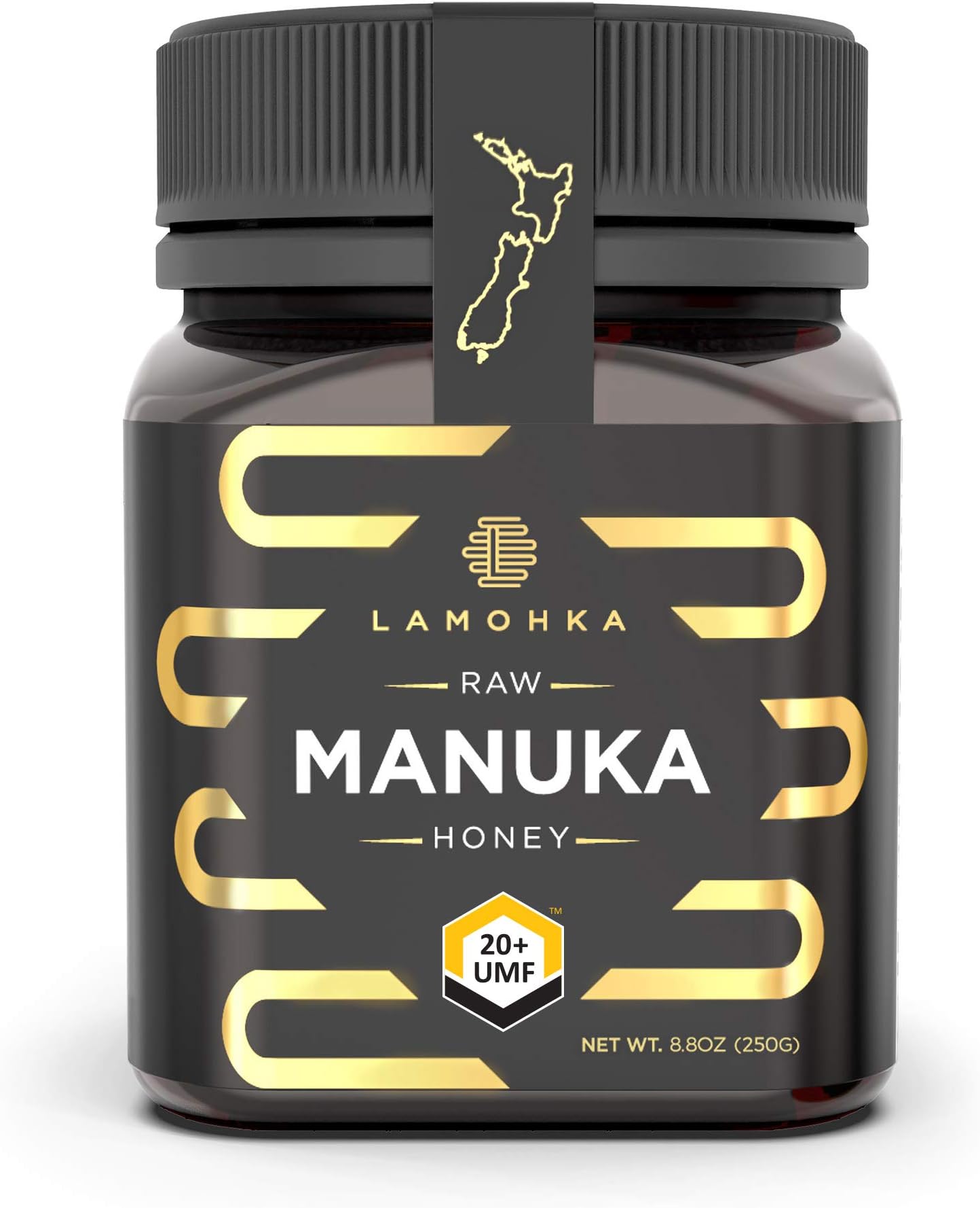 Lamohka Raw Manuka Honey from New Zealand, UMF 20+ (MGO 830+) Certified 8.8oz, for Skin, Food - Natural, Unpasteurized Honey from Nectar of Manuka Tree Flower - Traceable New Zealand Honey