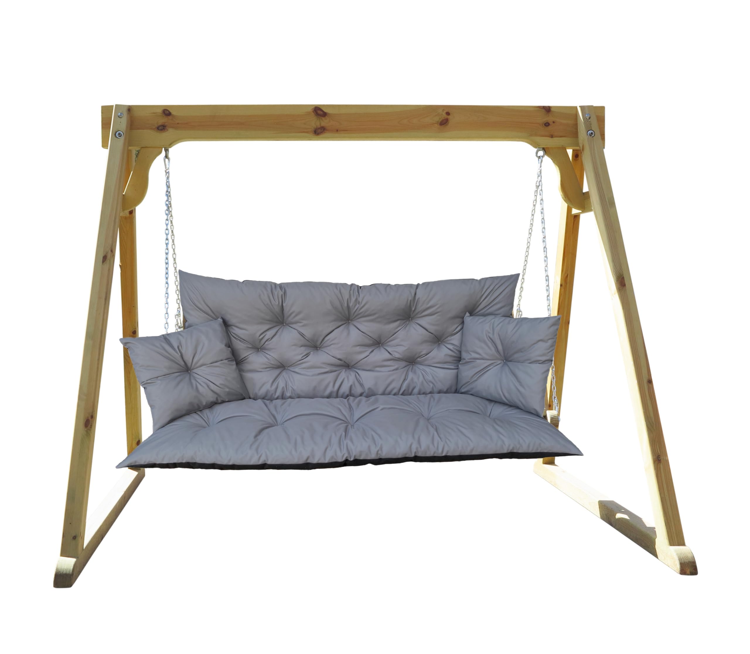 Hollywoodschaukel Auflage Grau 150x60x50 cm, wasserabweisendes Sitzkissen inklusive 2 Kissen, Outdoor Auflage für Gartenbank und Schaukel