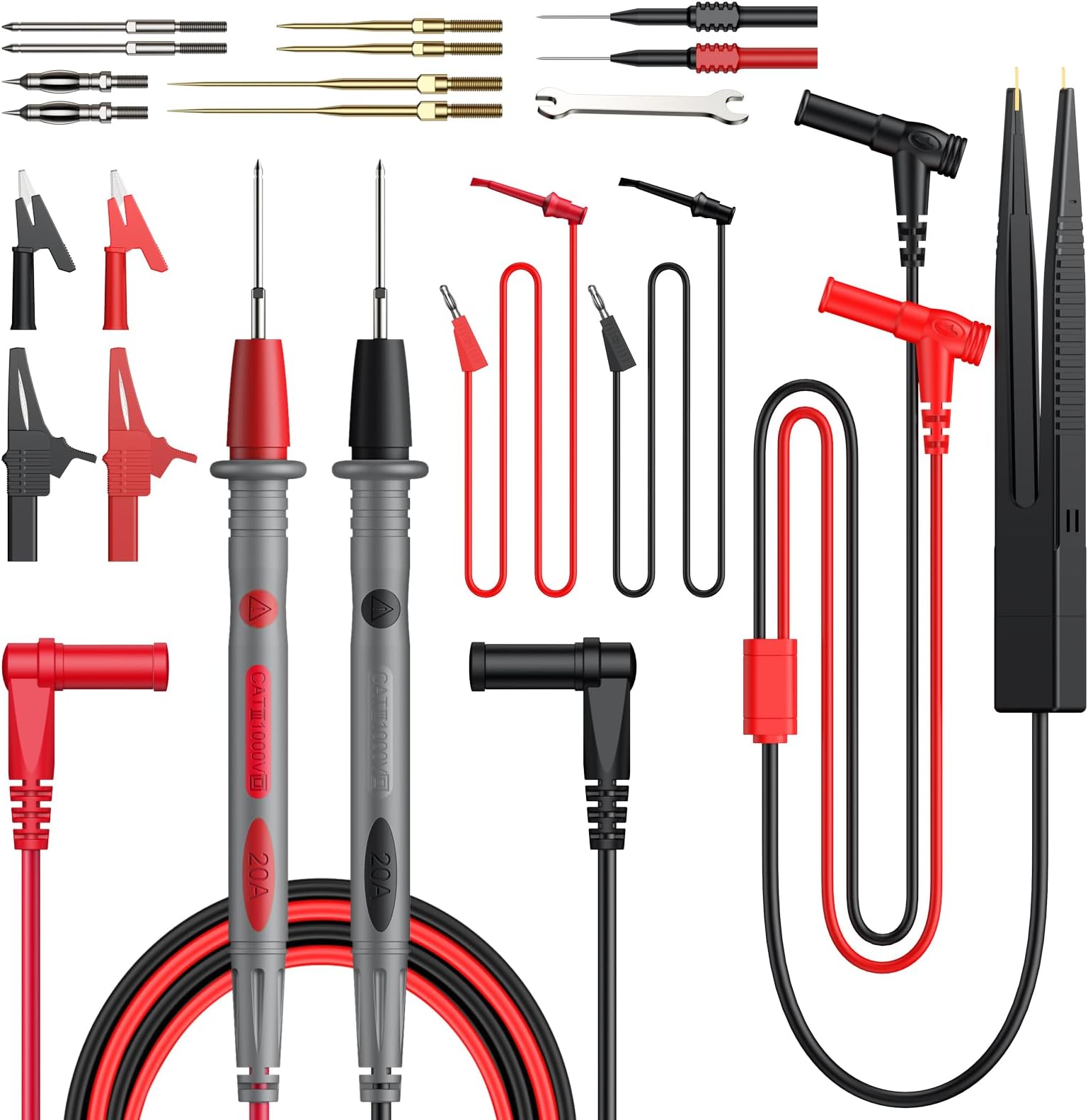 Proster 24 Pcs Silicone Test Lead Kit Multimeter Test Lead Kit Digital Electrical Test Probe Set Test Tweezers