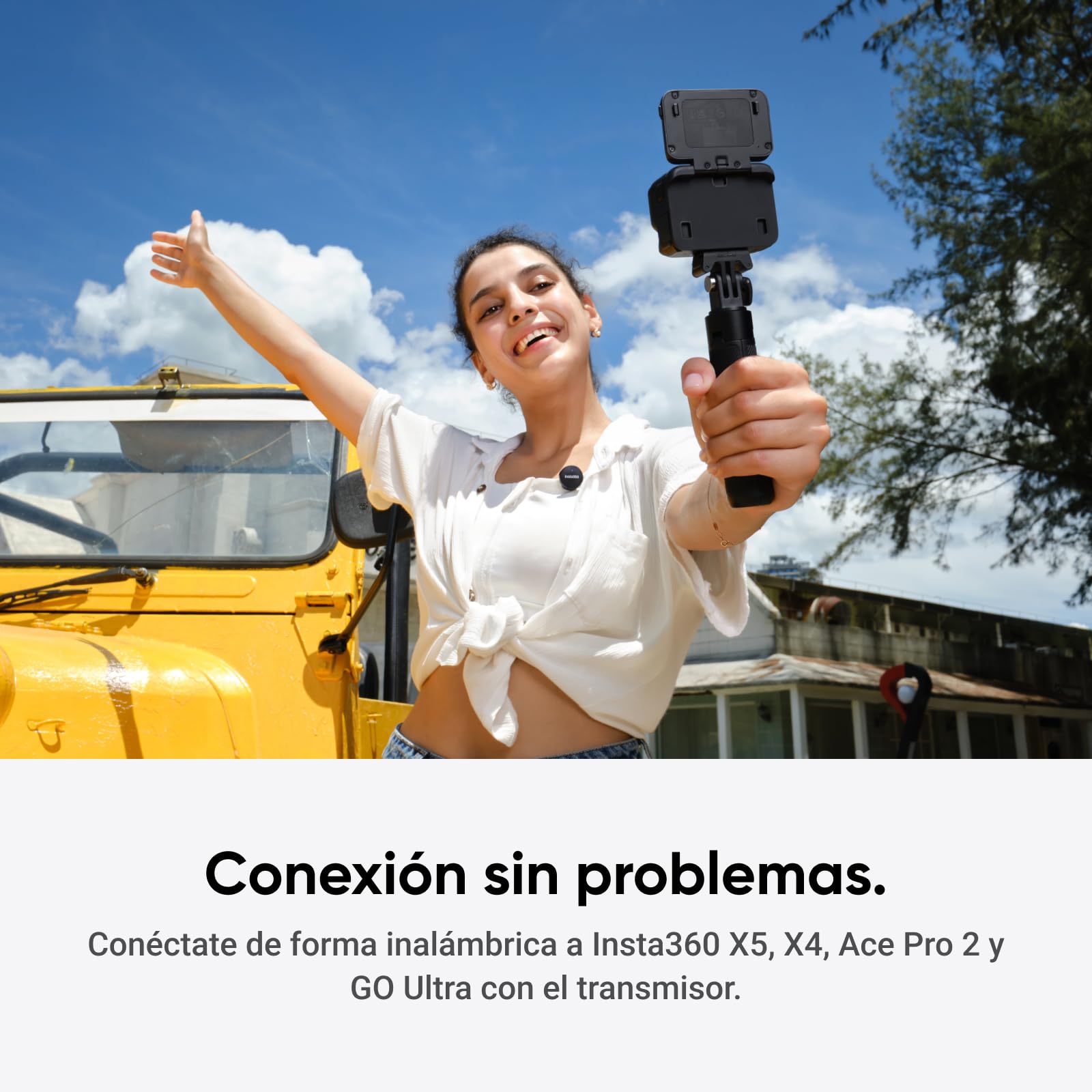 Insta360 Mic Air (1 TX + 1 RX), cancelación de Ruido, 300 m de Alcance, micrófono inalámbrico por USB-C para iPhone/Android/PC/Mac, vlog, Streaming