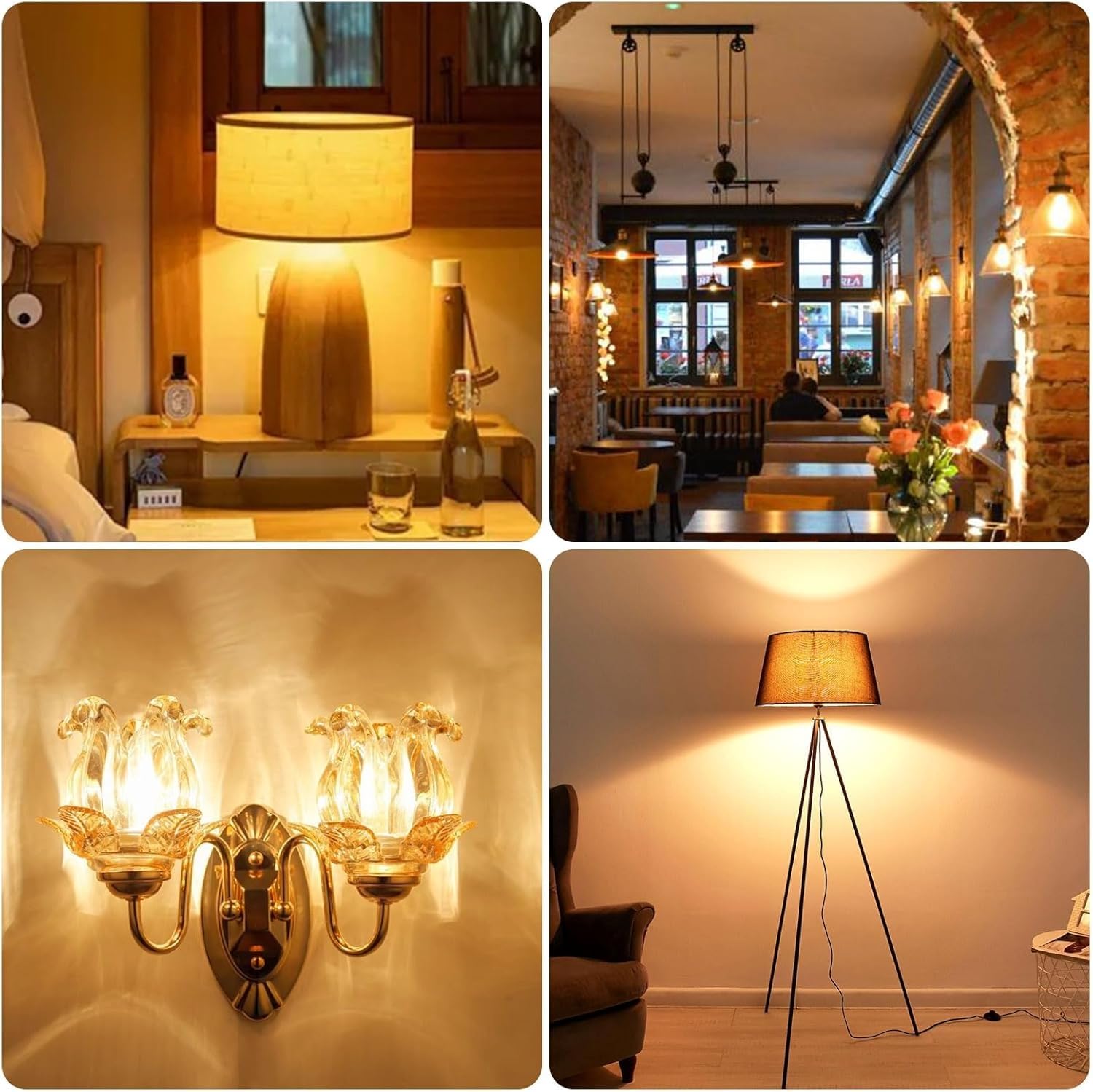 lampadina, Lampadina a filamento LED E27 G45 2W, AC 220V, 200LM, lampadine a(White)