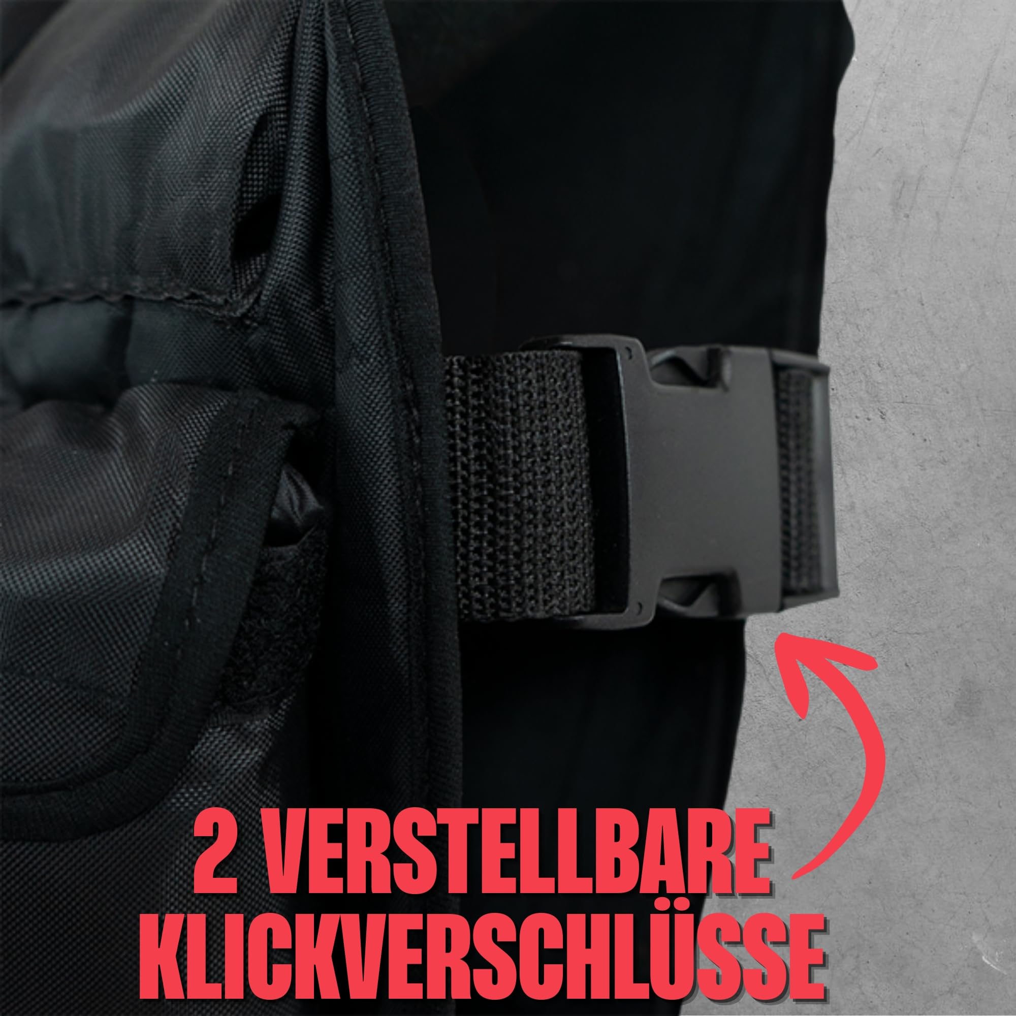 Matchu - Gewichtsweste - Weight Vest - Einstellbar bis zu 20 KG - Verstellbar mittels 30 Sandsäcken oder 6 Metallplatten - Hochwertiger Kunststoff - Schwarz