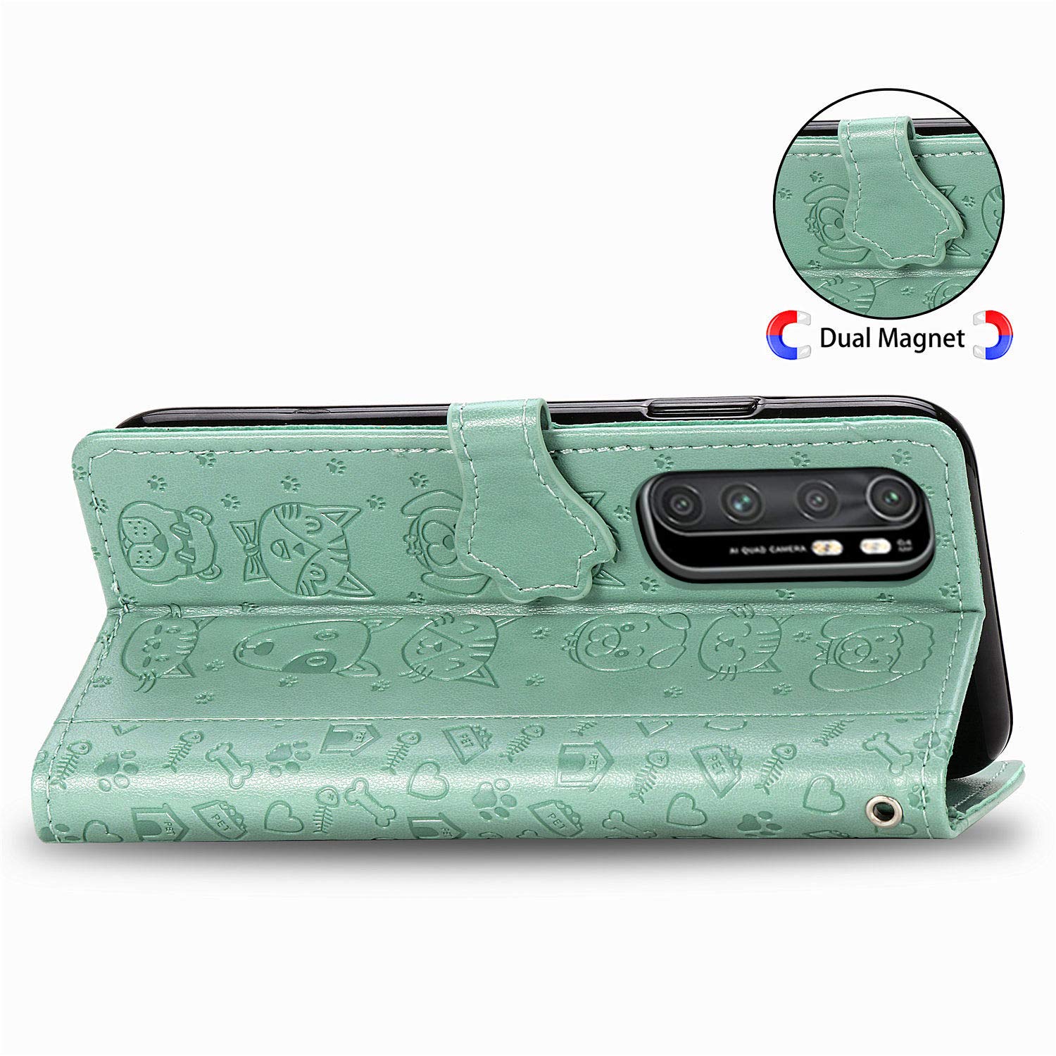 Cover Portafoglio Per Xiaomi Mi Note 10 Lite: Con Gatto Carino, Porta Carte E Magnetics!