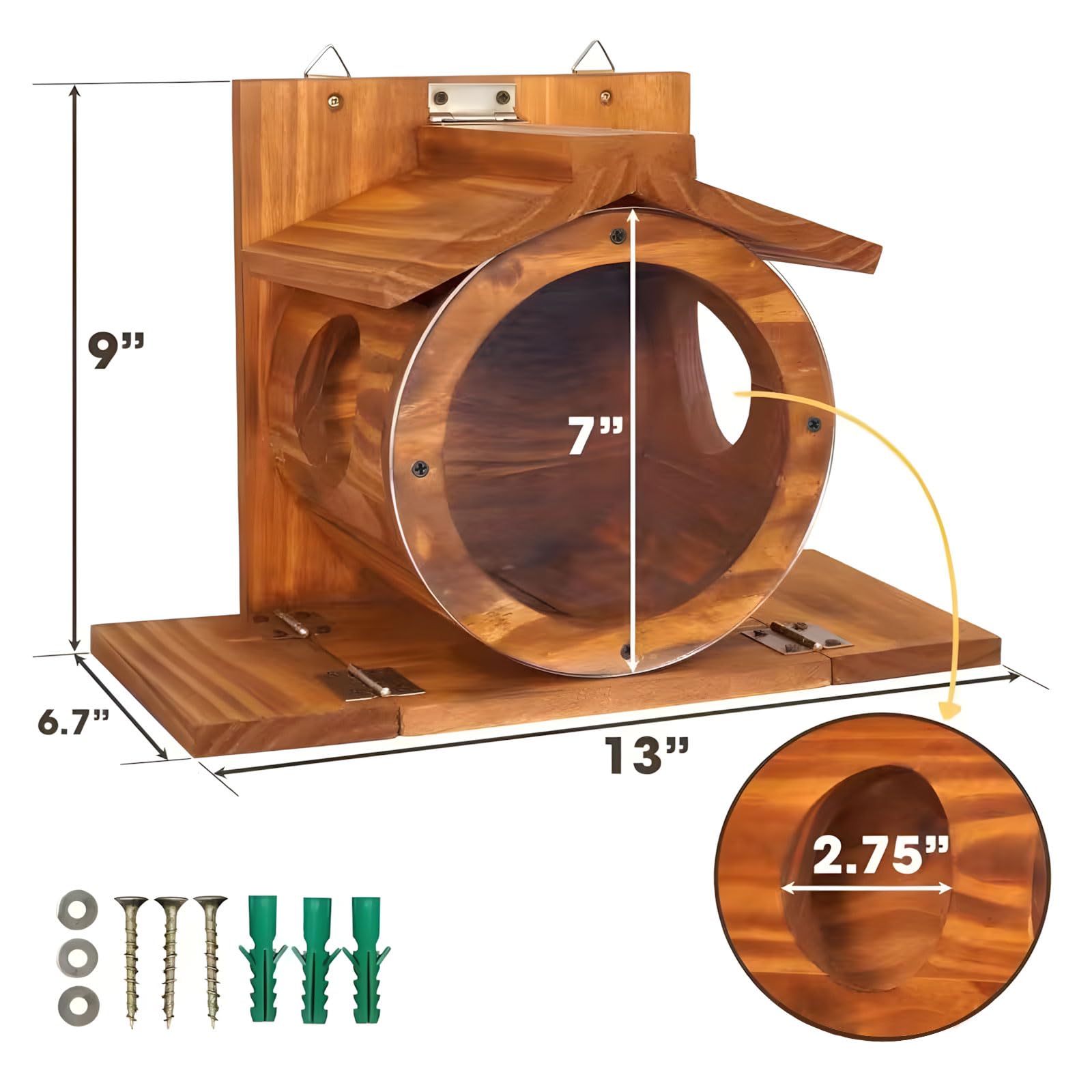 Mangiatoia in legno resistente alle intemperie con finestra di visualizzazione per osservazione degli uccelli all'aperto amanti della natura