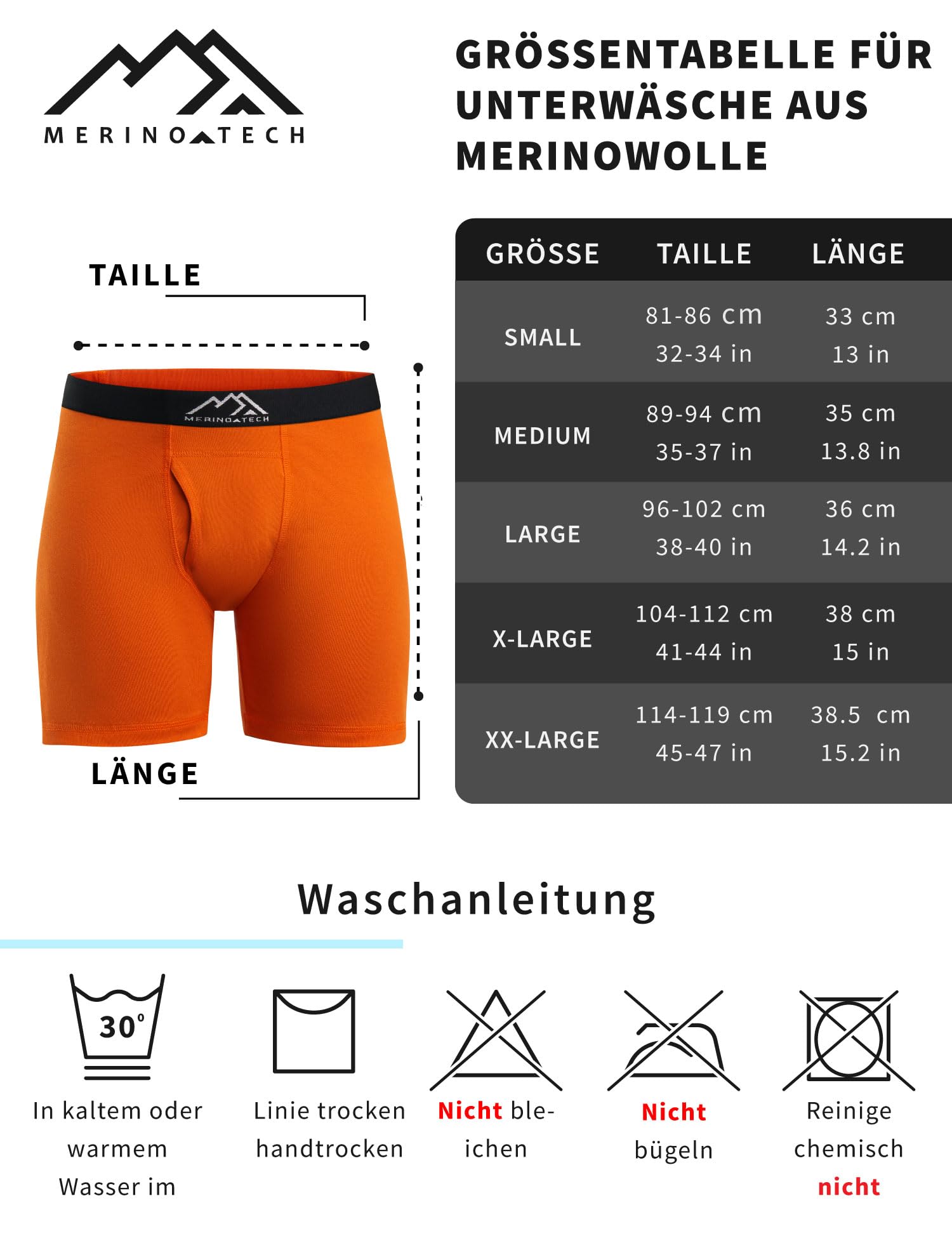 Merino.tech 100% Merino Unterwäsche Herren - Boxershorts Herren Merinowolle, Geruchsfrei Und Feuchtigkeitsableitend