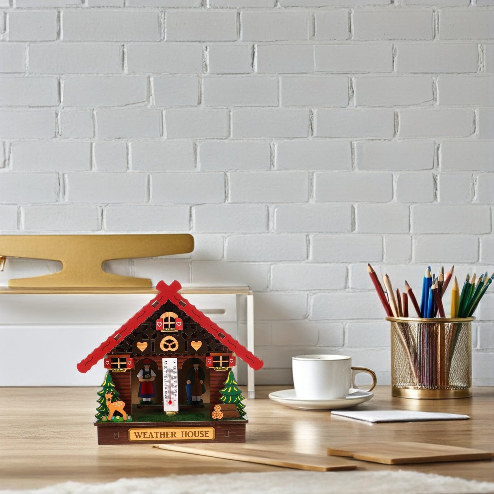 Barometro Termometro Igrometro Analogico da Parete in Legno Elegante per Decorazione Interna con Funzioni Precise per Casa e Ufficio