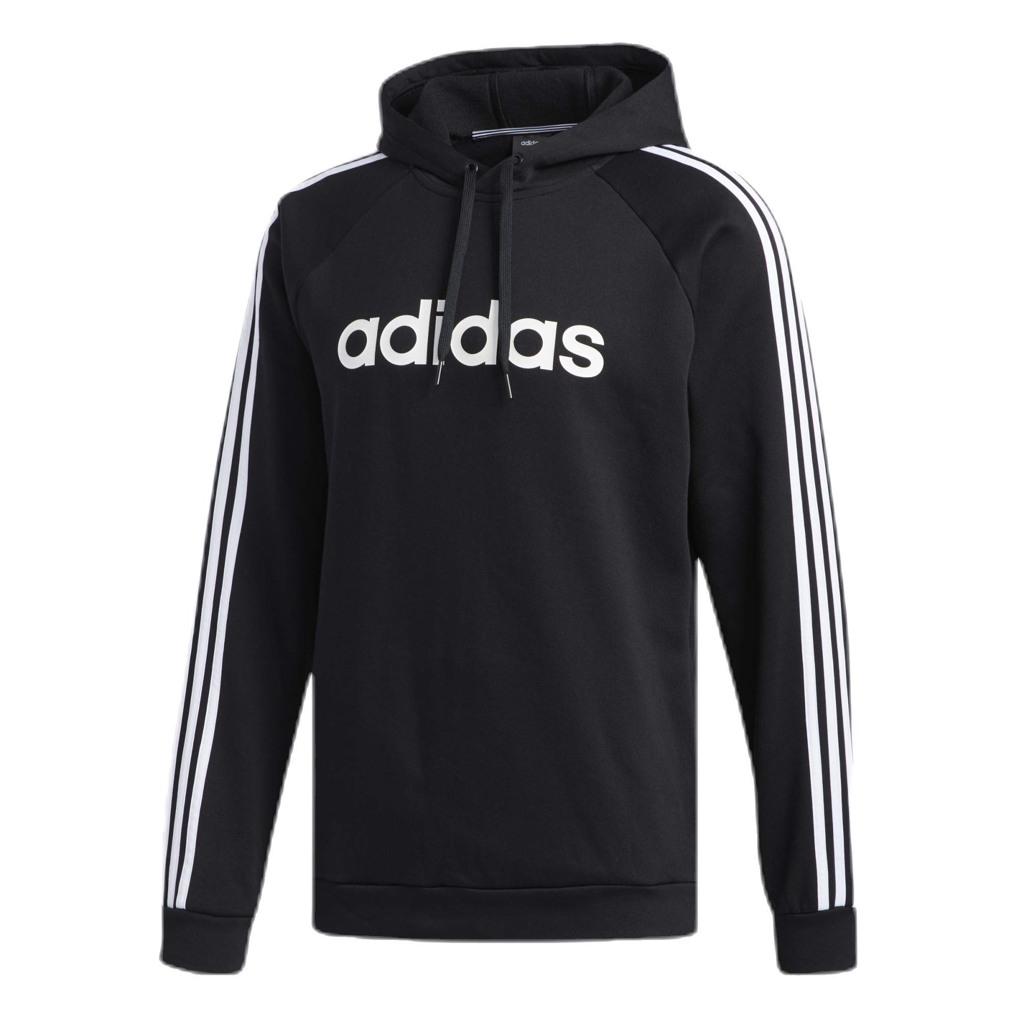 adidasmens Essentials 3-Stripes Pullover Hoodie Black/White2 Medium