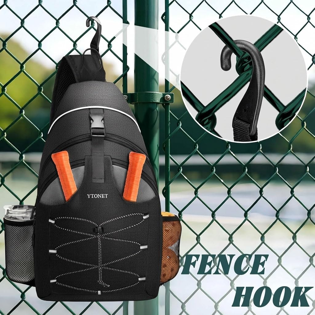 Ytonet Pickleball Bags for Men with Wet/Dry Compartment, Pickleball Paddle Bag, Water-Resistant Pickle Ball Backpack Sling Bags for Women, Black