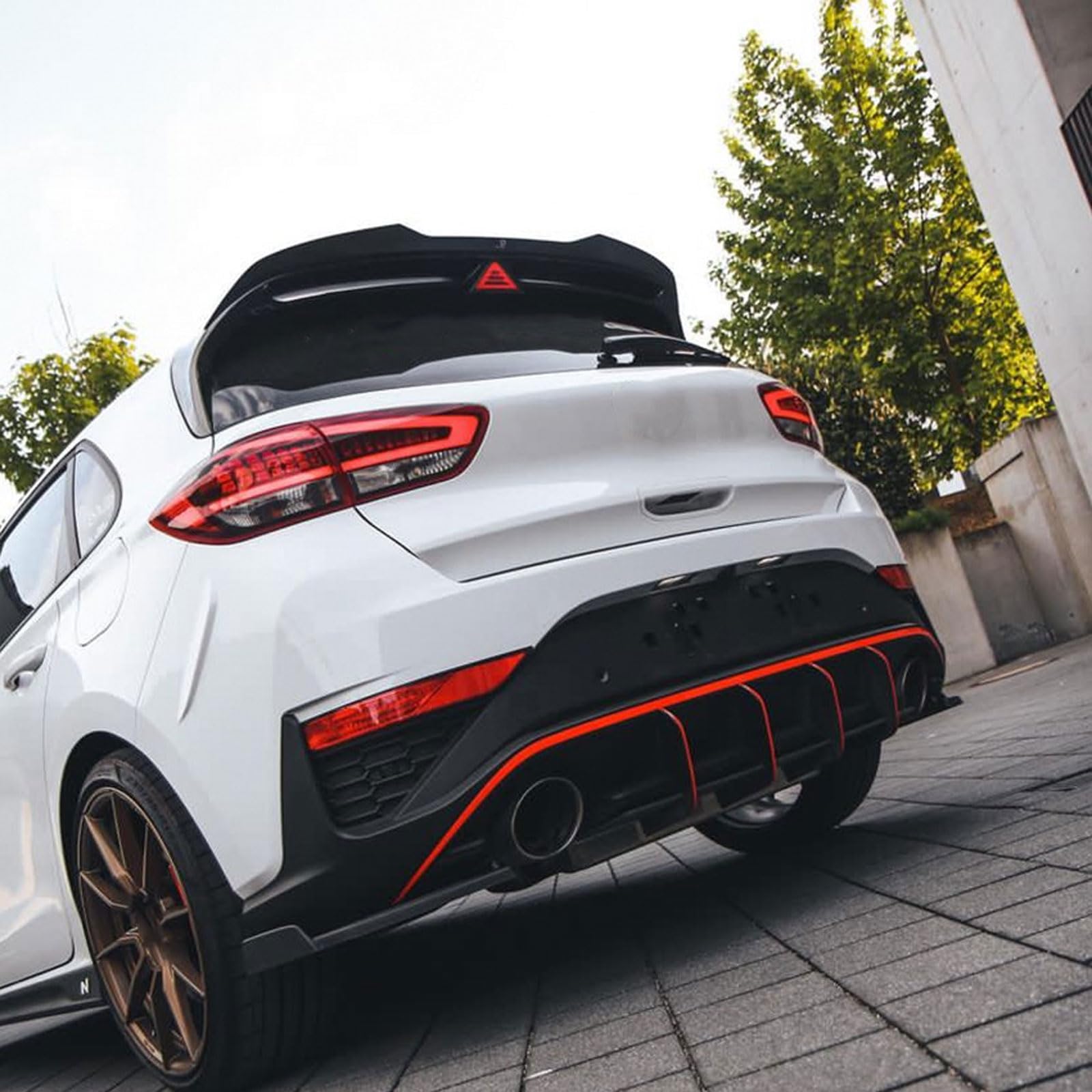 Coche Alerón Trasero para Hyundai i30N MK3 2017+, Maletero de Alerones Labio Techo Trasera ala Spoiler Antiarañazos, Accesorios Coche,Glossy Black