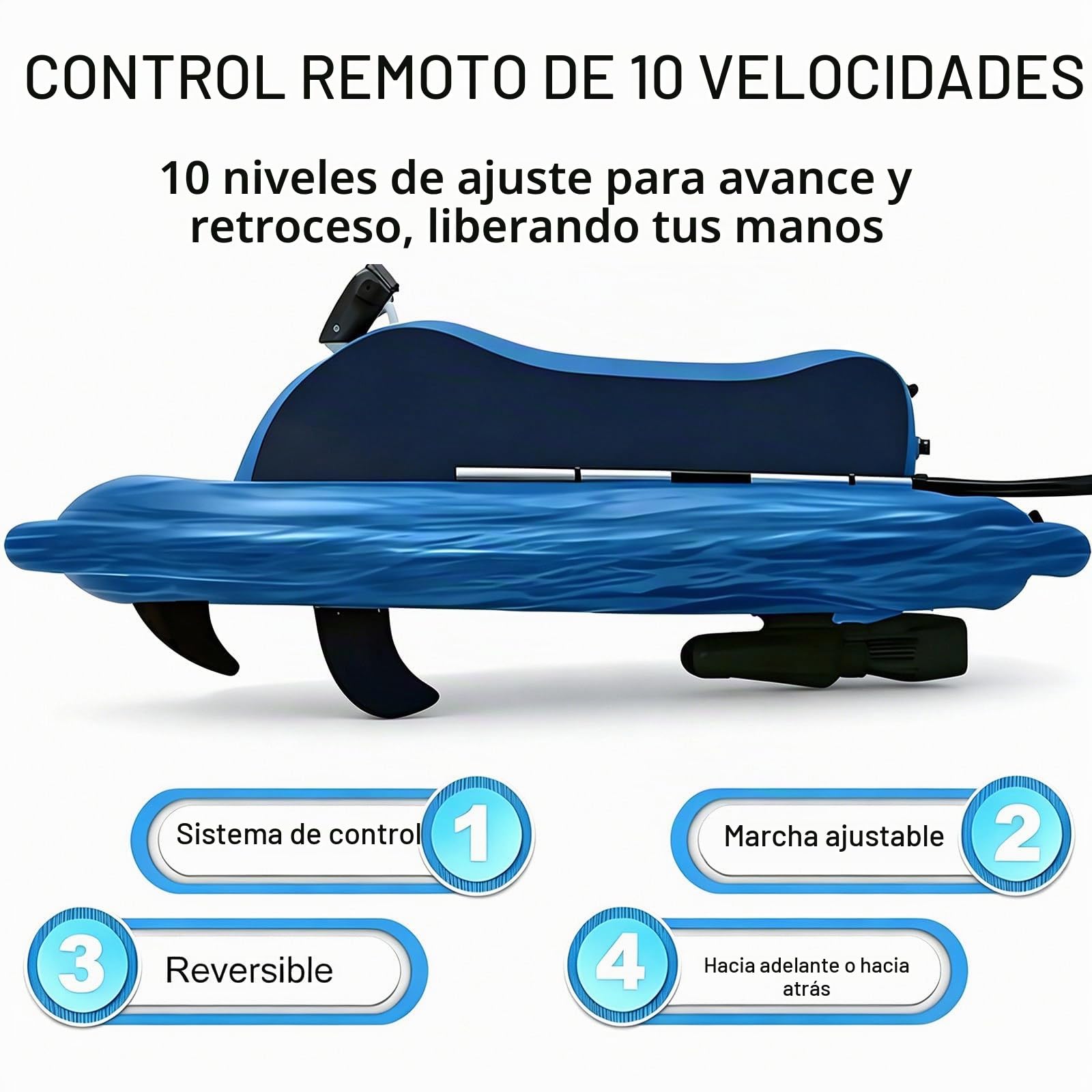Scooter Acuático Eléctrico Hinchable Moto Acuática Plegable con Motor, 10 Velocidades, 3-9 Km/H | Mando a Distancia | Capacidad De Carga De 220 Kg para Adultos Y NiñOs Nothrusters