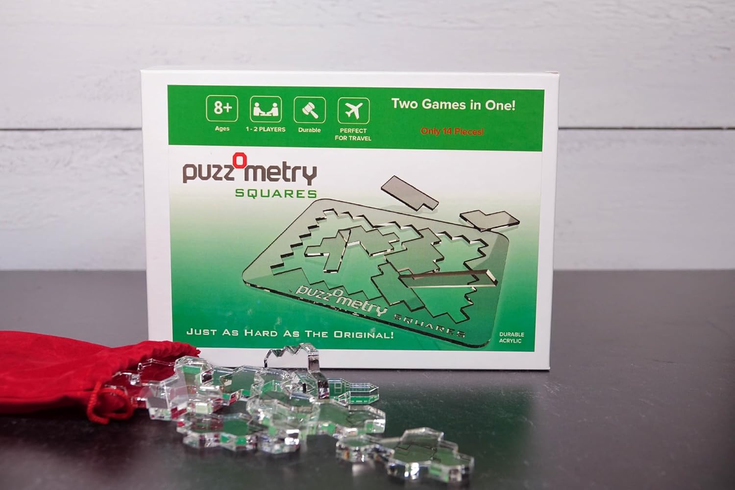 Puzzles - Puzzometry Squares: The Hardest Puzzle You'll Never Solve. Laser-cut Acrylic Puzzle, 14 Pieces, 7 Sets, Ages 8+