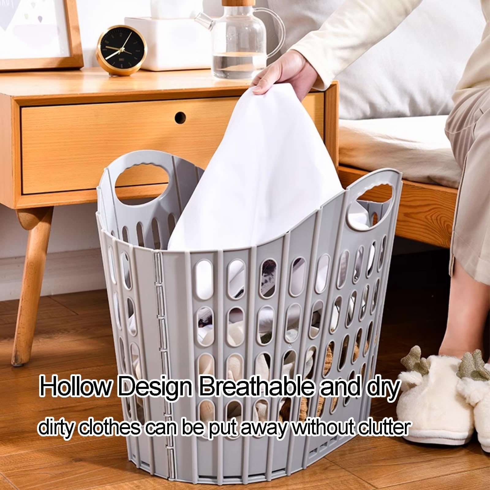 Gtzly Cesto Portabiancheria, Cesto Portabiancheria da Bagno Portatile in Plastica da Parete, Cesto Portabiancheria Pieghevole, Impermeabile for Dormitorio Universitario, Famiglia(White)