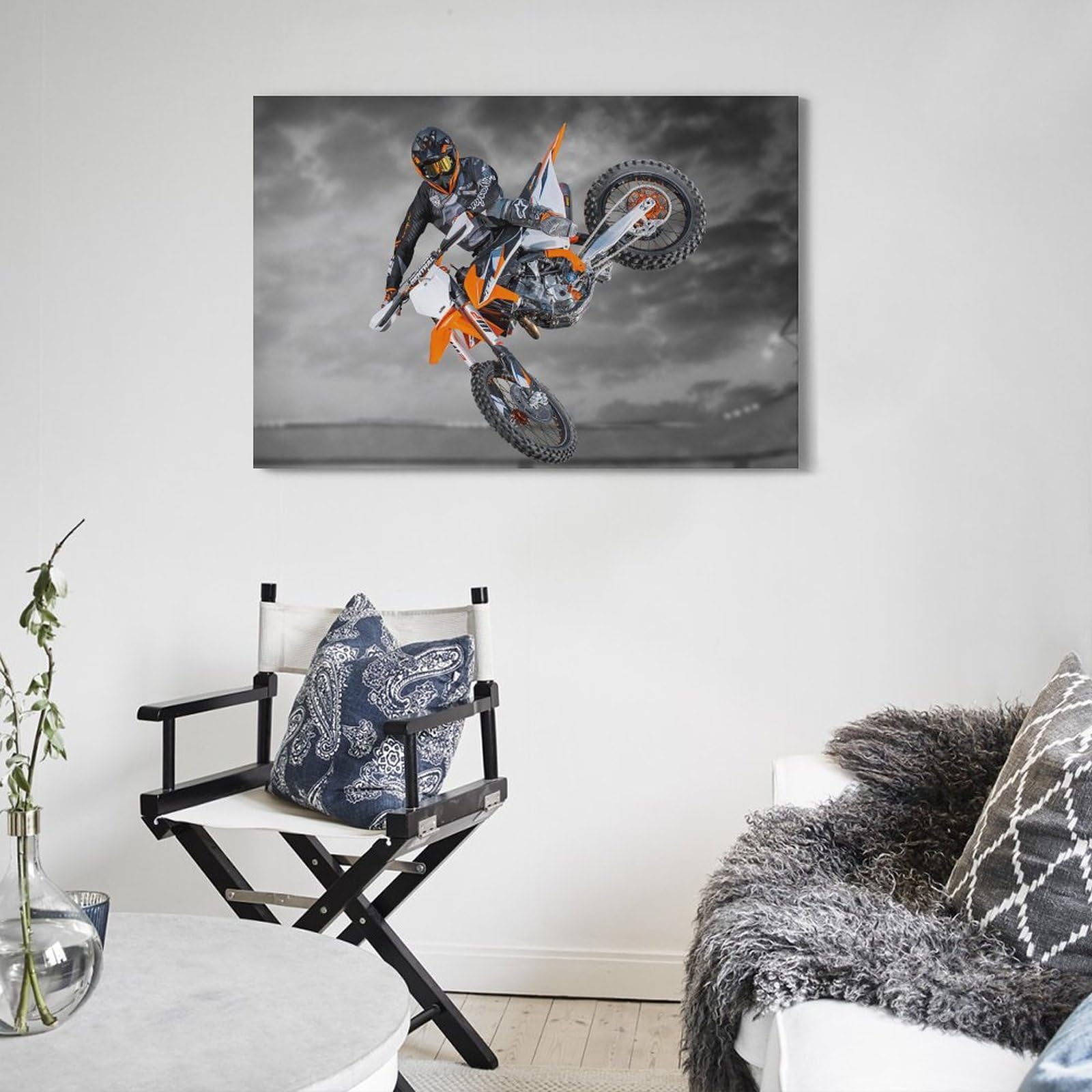 Tableau Motocross En Jungle - Affiche Sport Extrême Sur Toile 20x30cm à 50x75cm, Décoration Murale Salon Chambre