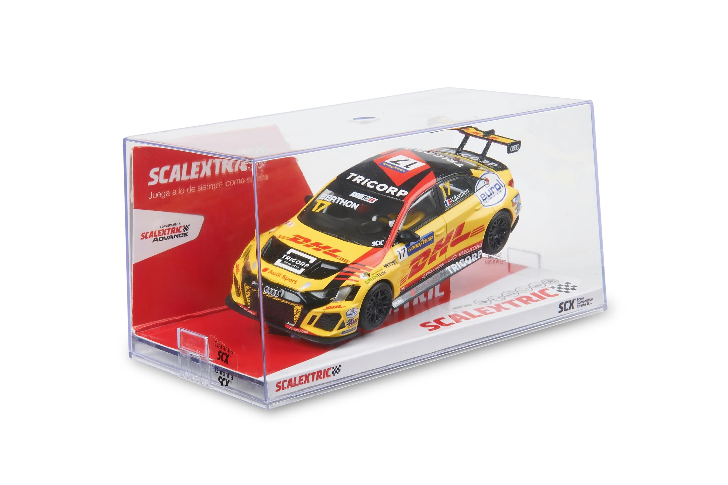 SCALEXTRIC - Coche de Carreras Original - Coche Slot Escala 1:32 (Audi RS3 LMS TCR - DHL)