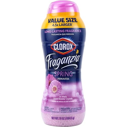Clorox Fraganzia Laundry Scent Booster Crystals in Spring Scent - Scented In-Wash Freshener Beads for Fresh, Clean, Great Smelling Clothes and Linens, 70 Oz