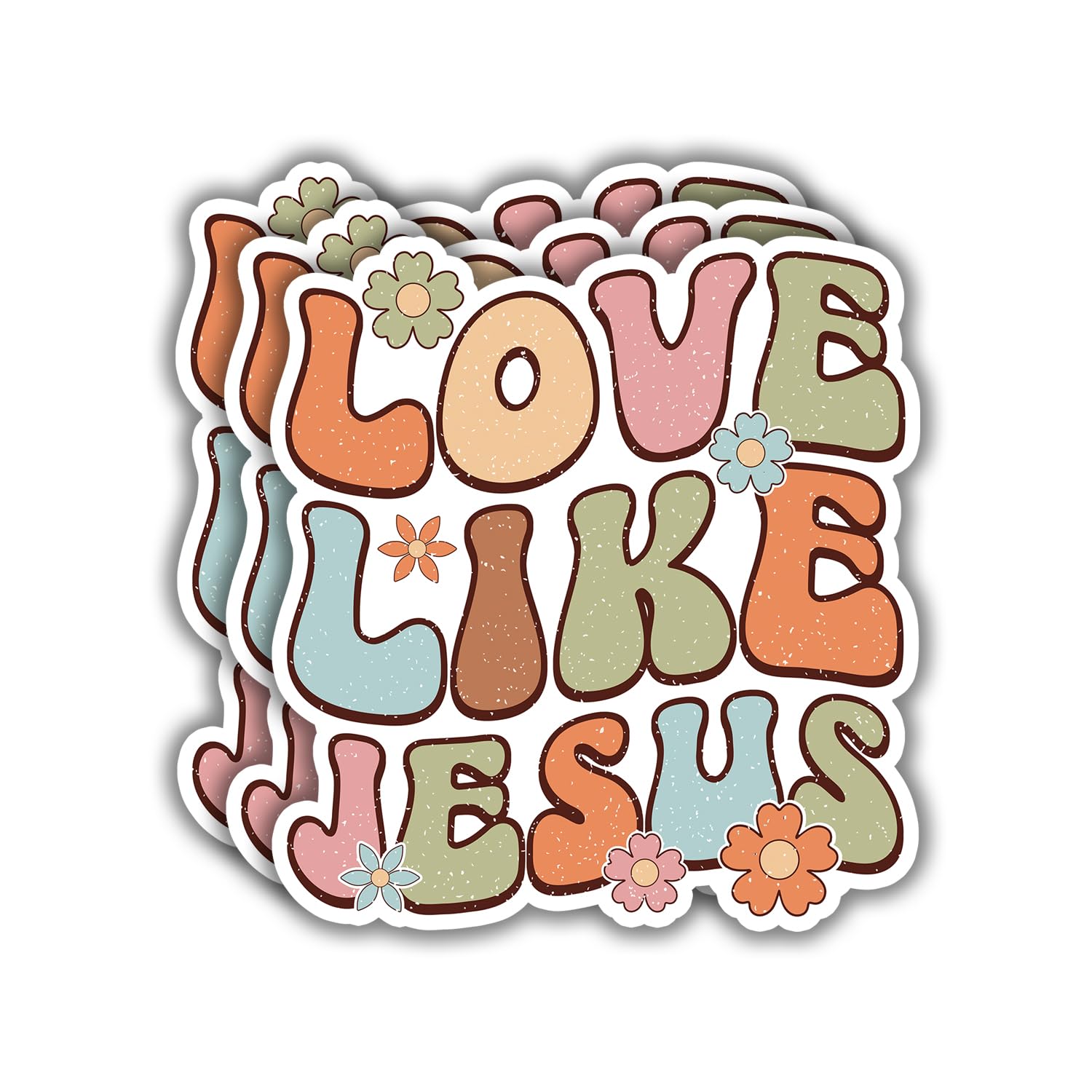 (3pcs) Love Like Jesus Christian Stickers Jesus Christian Inspirational Saying Quote Decals for Water Bottles Laptops Phones Kindles Car Hard Hat -
