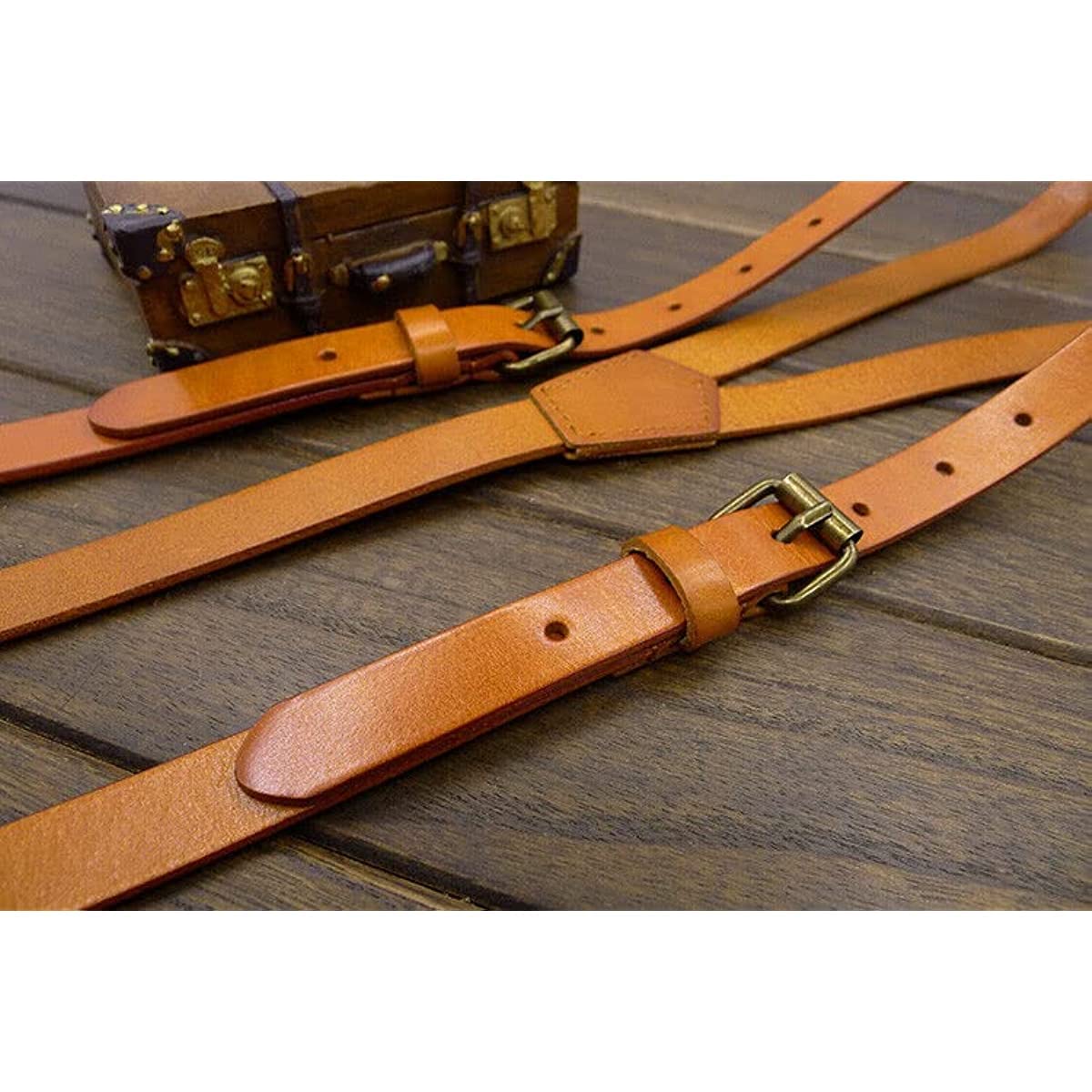 Nero/Marrone/Marrone Marrone Uomo Vintage In Vera Pelle Regolabile Bretelle Bretelle Cintura Con Ganci Loop