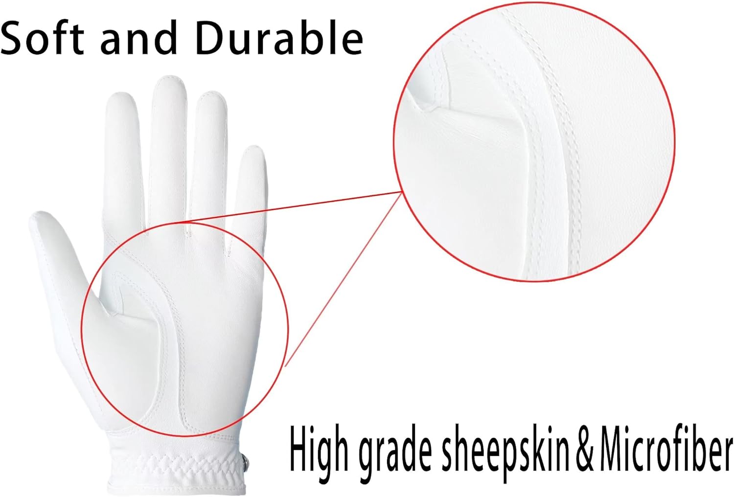Women's Golf Glove Microfiber with Colorful Cabretta Leather Six Pack(Left is Wear On Left Hands,Right is Wear On Right Hands) Four Colors White/Sky/Orange/Red