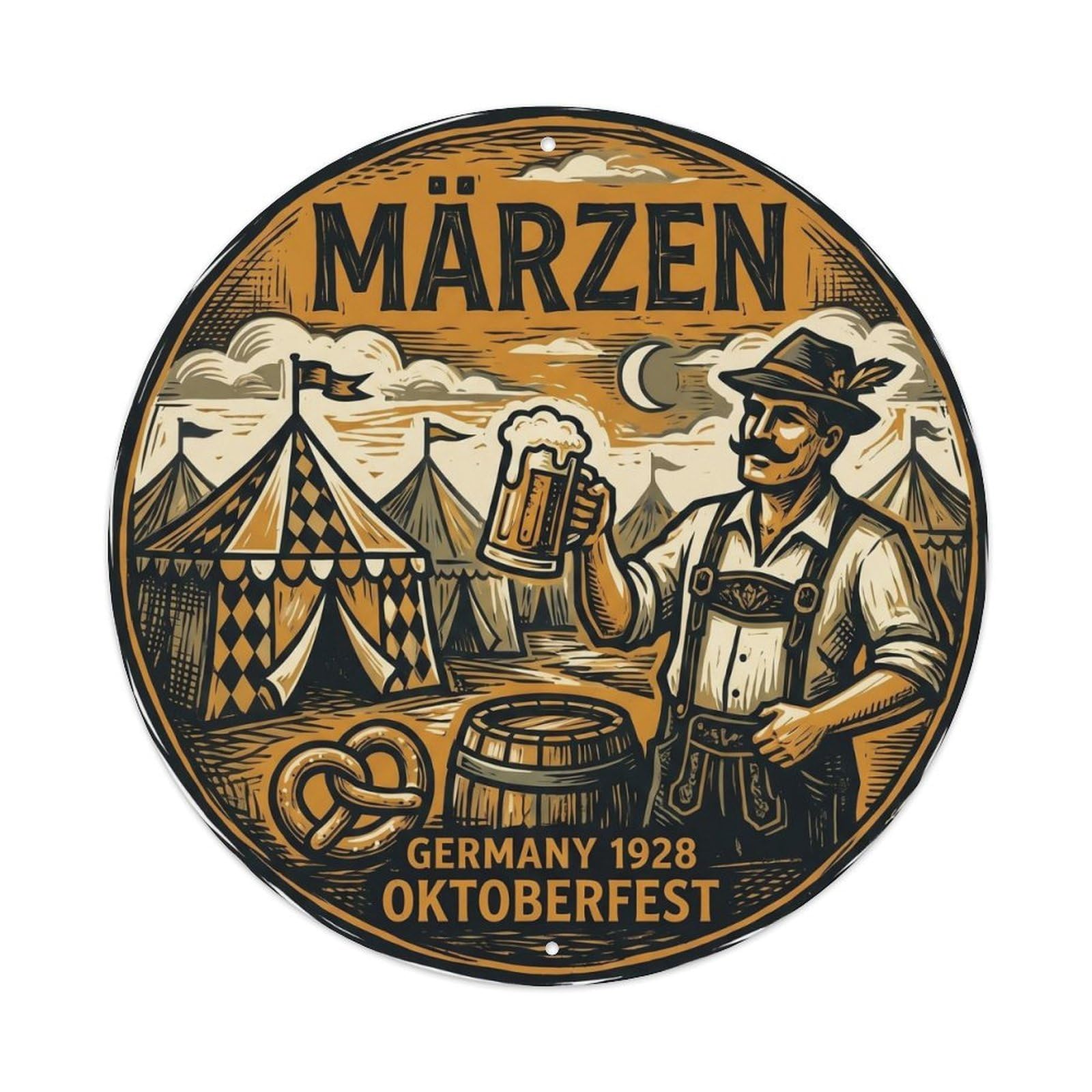 Bavarian Marzen Amber Lager Beer Hall Vintage Sour Brew Metal Tin Sign
