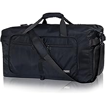 65L Duffle Bag with Shoes Compartment, Foldable Travel Duffel Bags for Men Women, Large Packable Travel Bag Water Repellent &amp; Tear Resistant (Black)