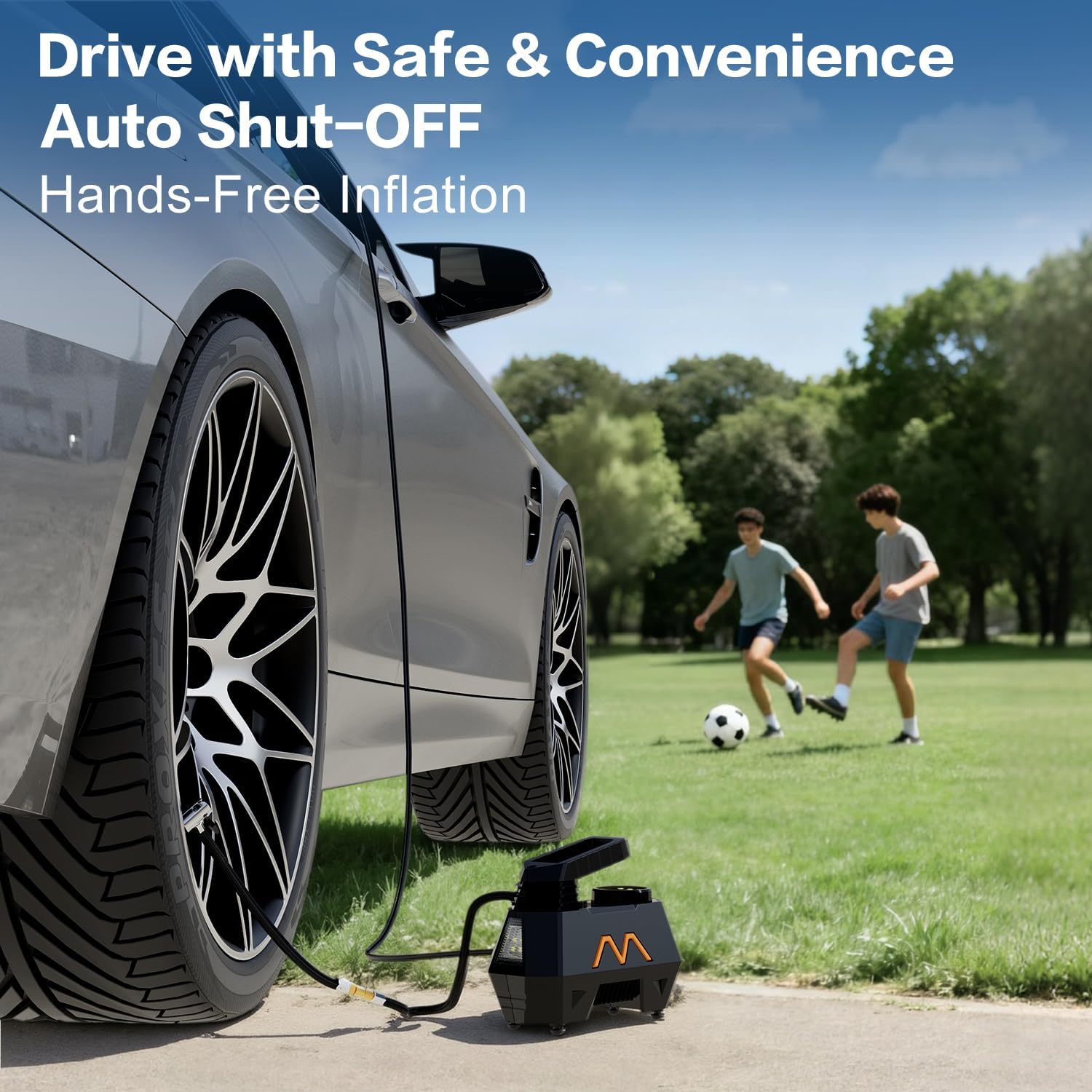 Tire Inflator Portable Air Compressor, Air Pump for Car Tires-9.84 Ft Cord,12V DC-Powered Auto Pump with Digital Pressure Gauge,Emergency LED Light, Car Accessories for Motorcycle Bicycle Ball Balloon