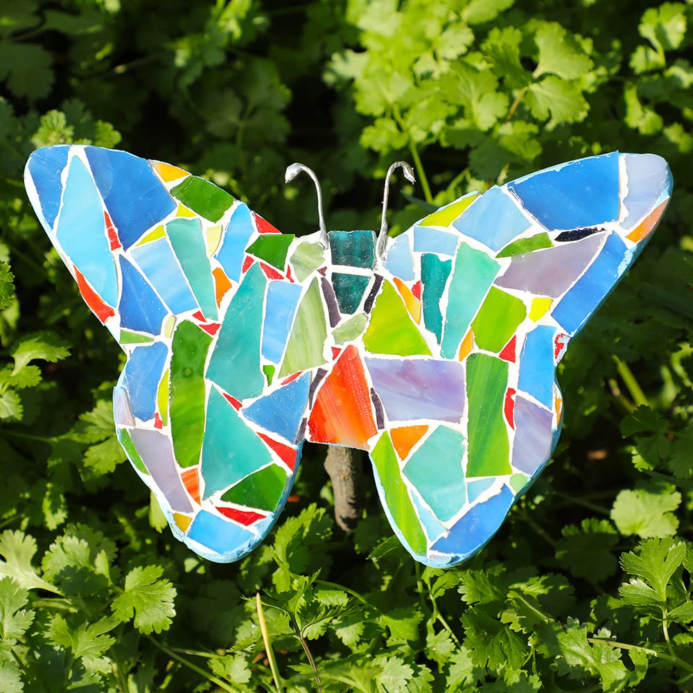 Irregular Stained Glass Scraps Cathedral Glass Scrap Pieces Sheets Mosaic Tiles for DIY Crafts Assorted Colors 1 Pounds /454g (Mixed-1 Pound)