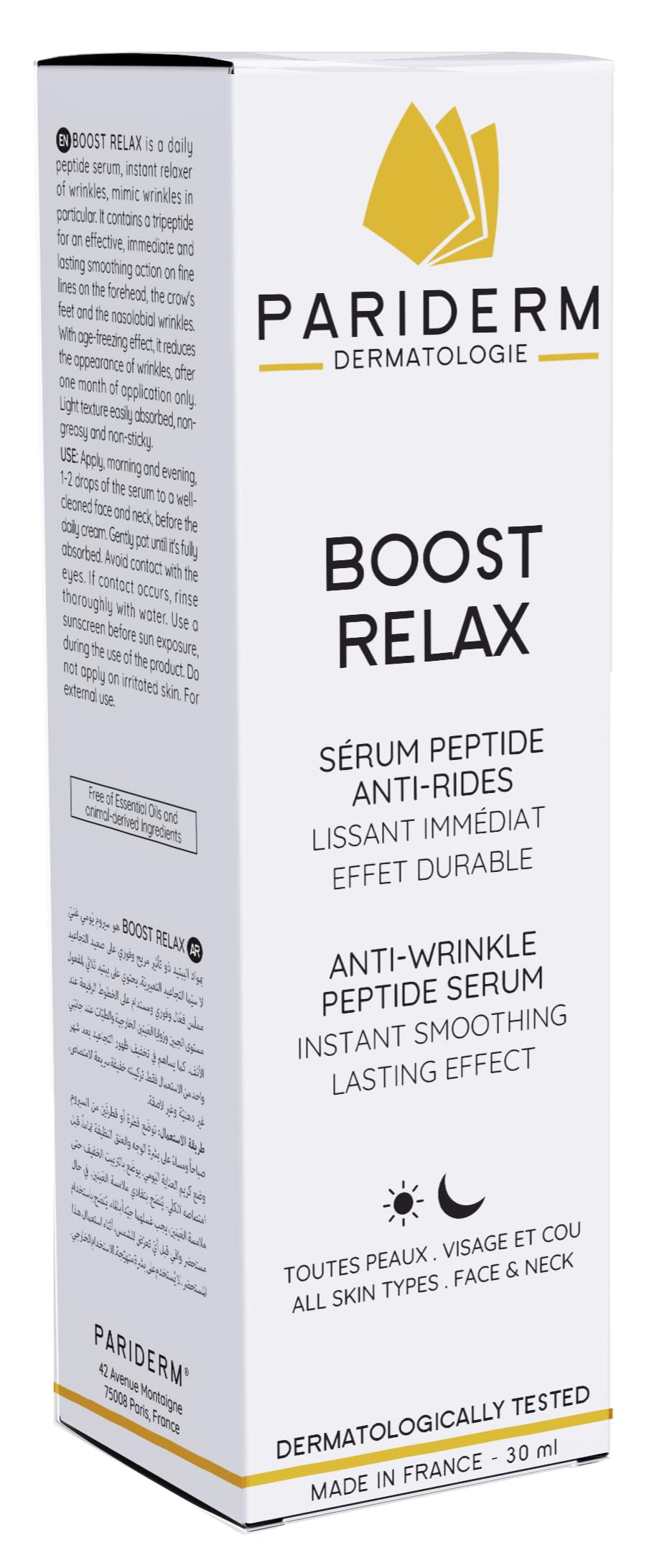 BOOST RELAX – Sérum peptide anti-rides – Lissant immédiat – Effet durable – Soin Visage Anti-âge – Pour tous Types de Peaux – 30 ml