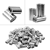 Vista 2 de QDiShi Manguito de crimpado de aluminio de 3/32" (2.5mm) para cuerda de alambre, virola de cable (100 piezas)