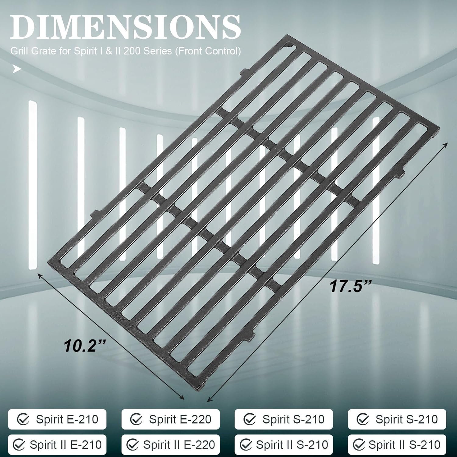 Utheer 7637 鋳鉄クッキンググリッド格子 17.5 x 4インチ Weber 46010074 Spirit 200 E2