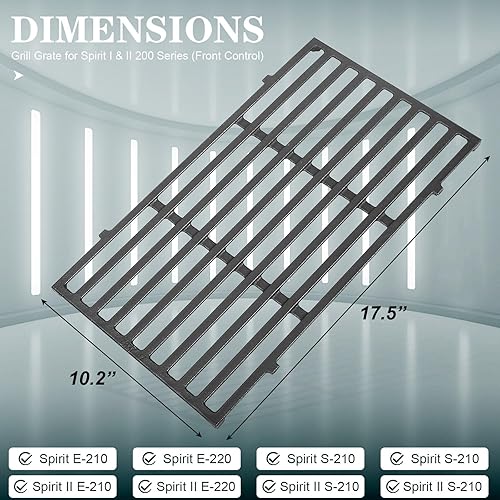Miniatura 3 de Utheer Rejillas para parrilla Weber Spirit, rejillas de hierro fundido de 17.5 pulgadas para piezas Spirit E210, rejilla de parrilla 7637 para