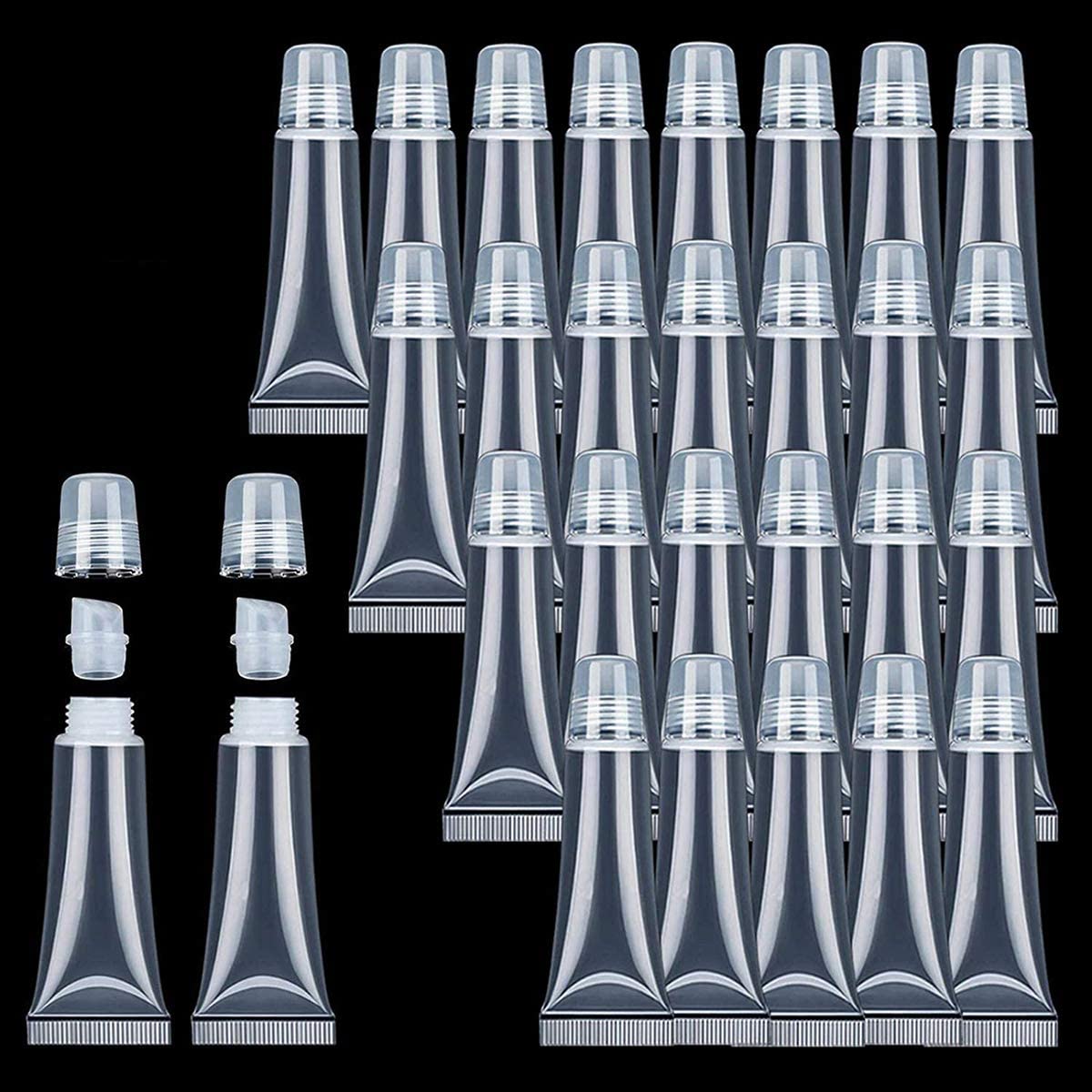 Lip Balm Tubes, Refillable Mini Clear Empty Lip Gloss Balm Container Soft Empty Tubes Odor-Free and Non-Toxic, Durable and Waterproof for DIY Lip Gloss Balm/Cosmetic 70 PCS 15 ML