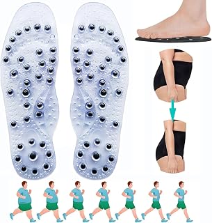 Acupressure Magnetic Insole, Magnetic Therapy Insoles Health Care Foot Massage Insoles Reflexology Insoles Unisex for Men Women to Help Relieve and Relax Foot Pain,S,Clear