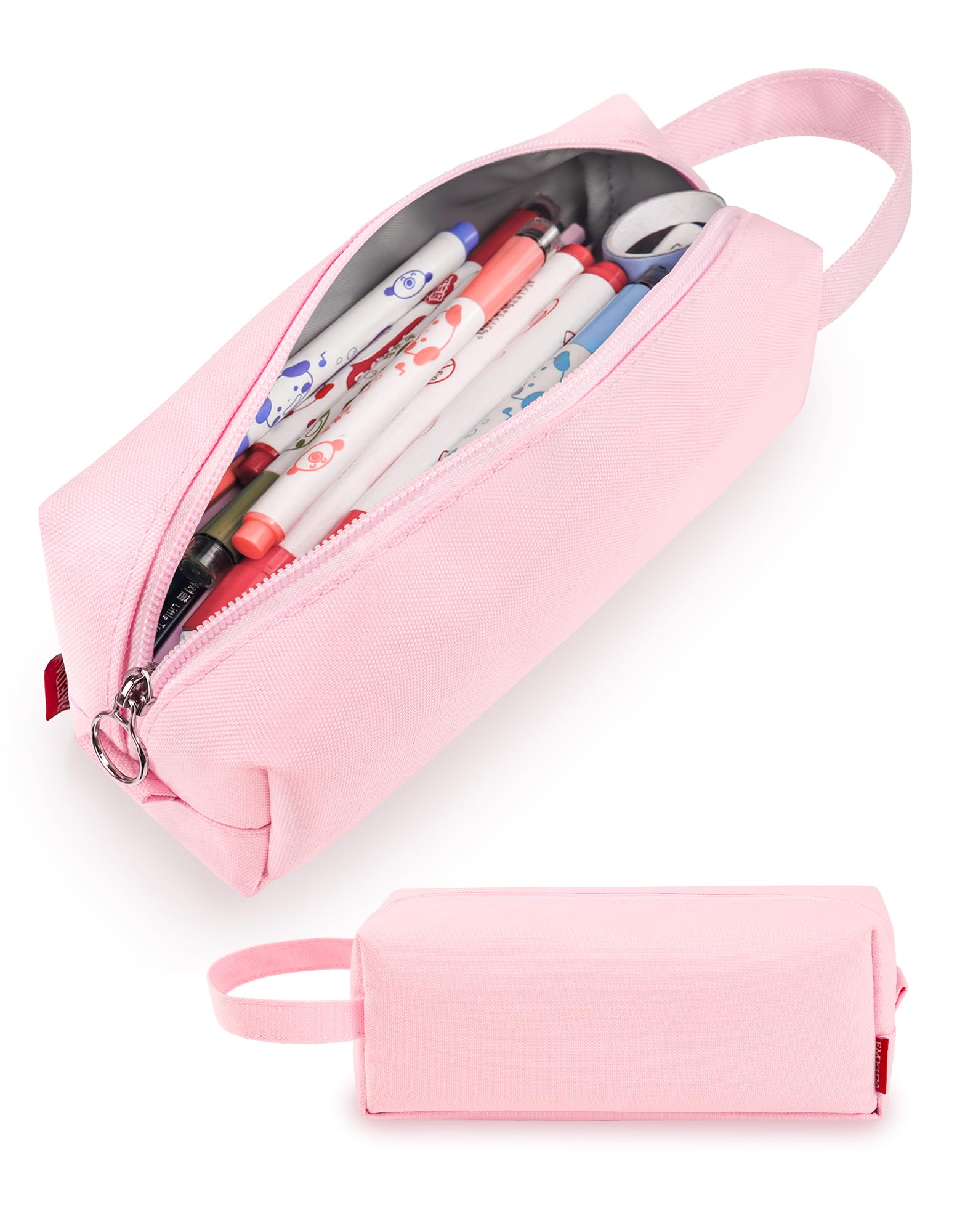 Fmeida Pencil Case Pouch - Pencils Pouch Portable Pen Bag Simple Office Supplies Stationery Bags with Handle - Light Pink — image 1
