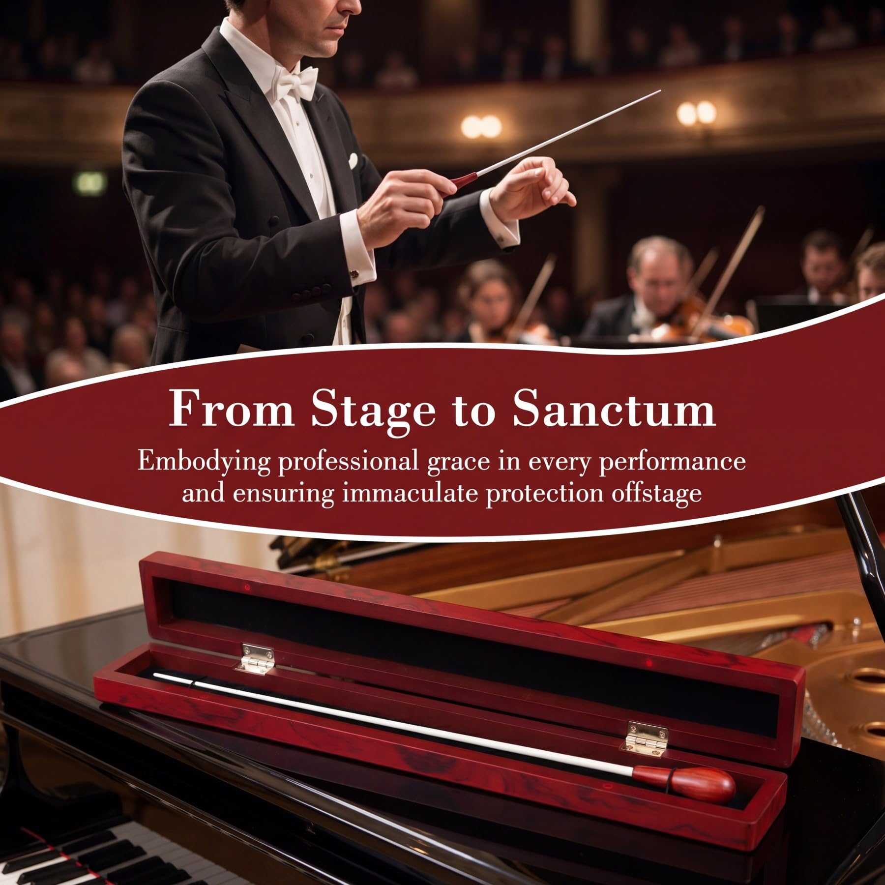 38,1 cm d'orchestre Musique Chef d'orchestre en bois de palissandre/WH Rosewood Baton+Wooden Box