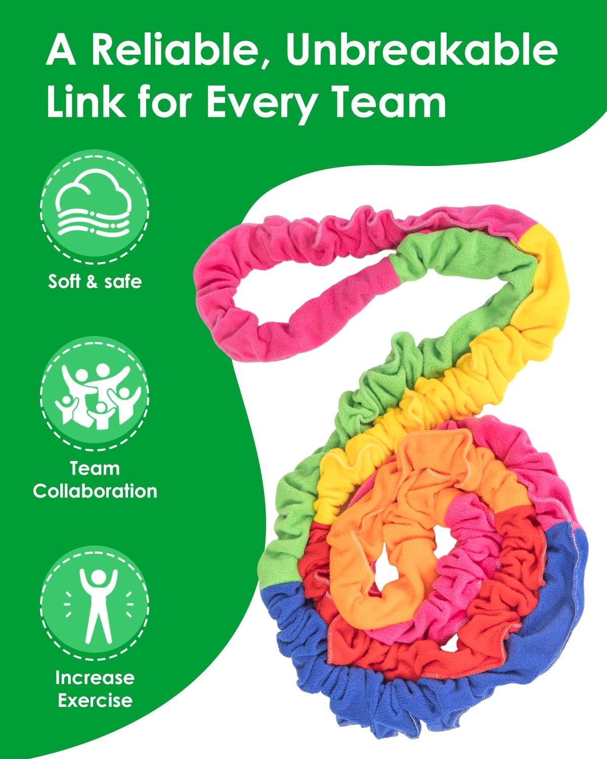 Cooperative Stretchy Band Stretchy Wool & Elastic Latex, Integrated Dynamic Exercise Workouts, Creative Group Activity Prop, Comes with Whistle & Stickers, 12ft