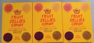 Trader Joe's Fruit Jellies Candy, Peach, Cherry, Mango, Pear Flavors with Natural Flavors, 3.5 oz (3 boxs)