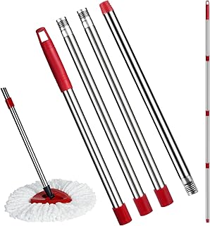 Spin Mop Replacement Handle - 4 Section Mop or Broom Handle/Stick Compatible with O Cedar Spin Mop Refills and Brooms, 30" to 59", Germany Screw Joint (Mop Head Not Included)