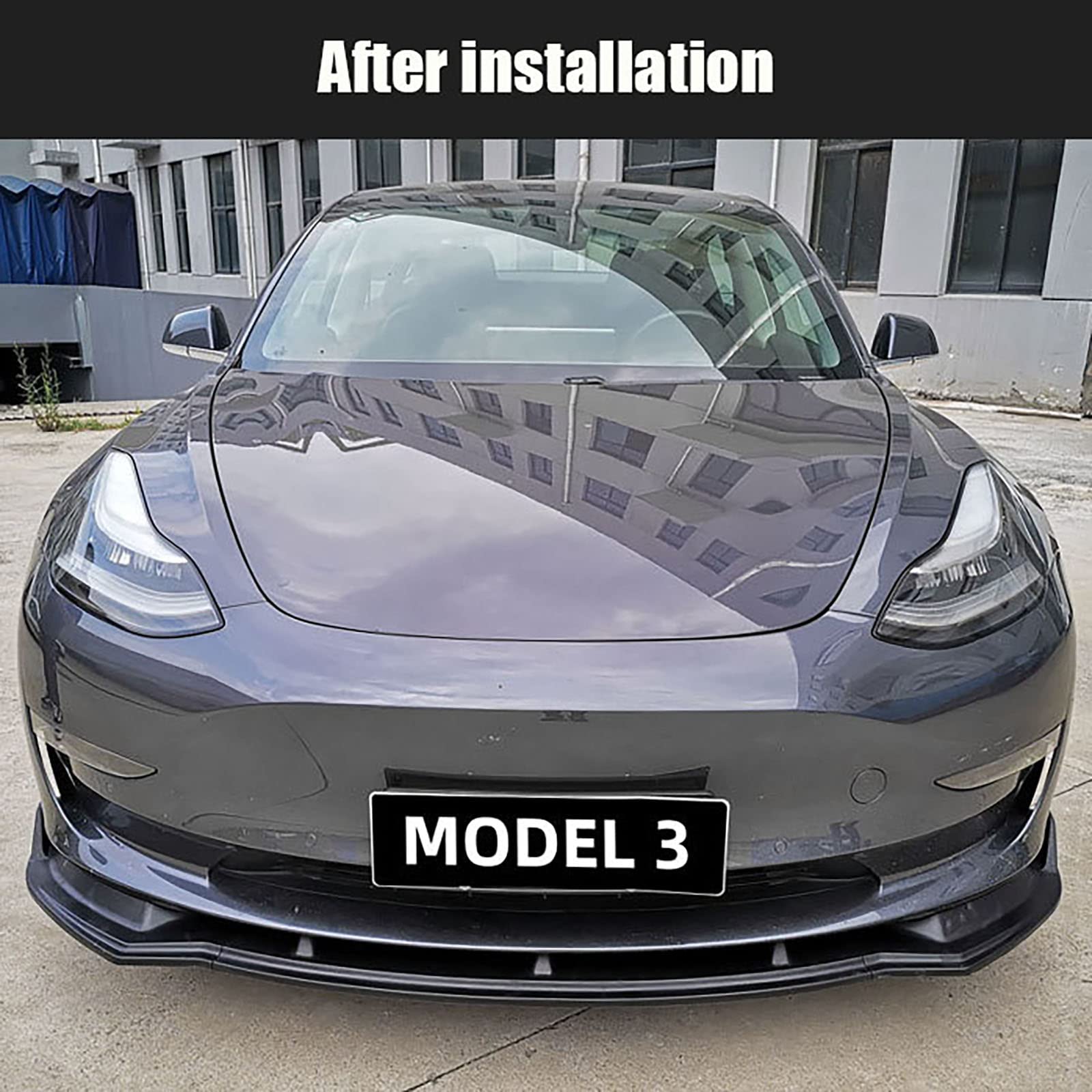 Kompatybilny z Tesla Model 3 2017-2023, przedni spojler, samochodowy zestaw do stylizacji samochodu, akcesoria zewnętrzne, błyszczący czarny