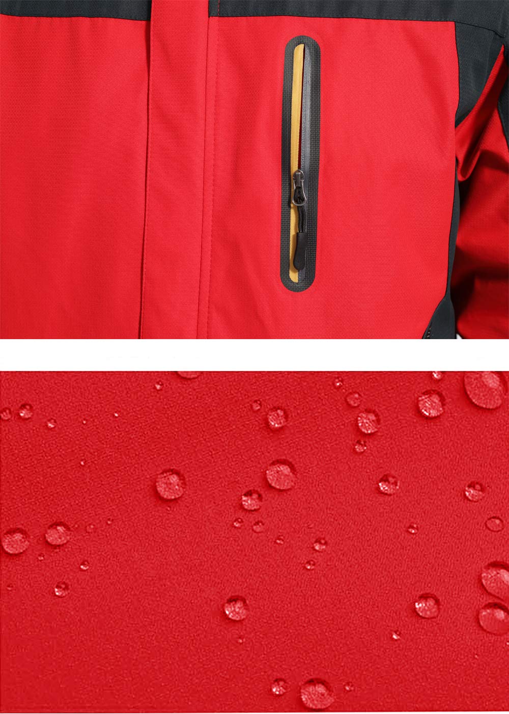KEFITEVD Chaqueta de senderismo impermeable para hombre con capucha extraíble