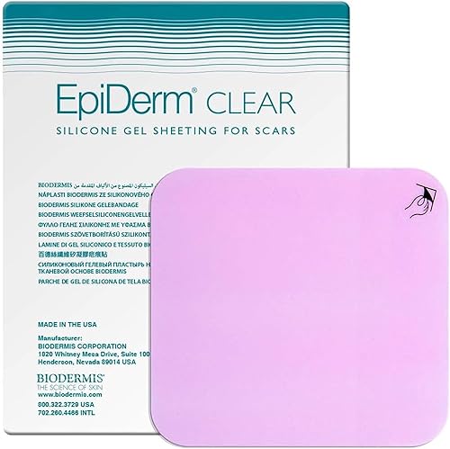 Epi-derm Hoja estándar 4.7 x 5.7 pulgadas (transparente) hojas de silicona para cicatrices de Biodermis
