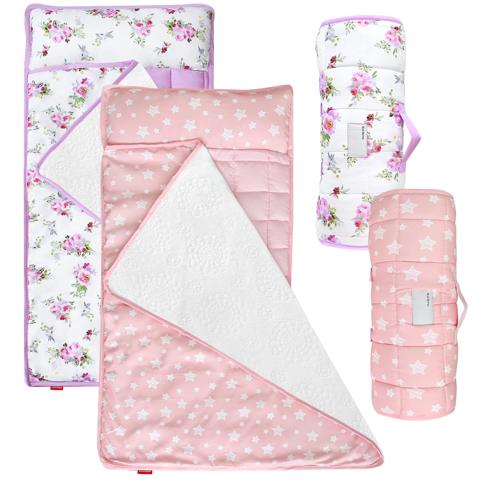 Moonsea Nap Mat for Toddlers Elephant with Pillow Blanket, Lightweight Perfect for Toddler Preschool, Daycare, Travel Sleeping Bag Boys Girls, 21" x