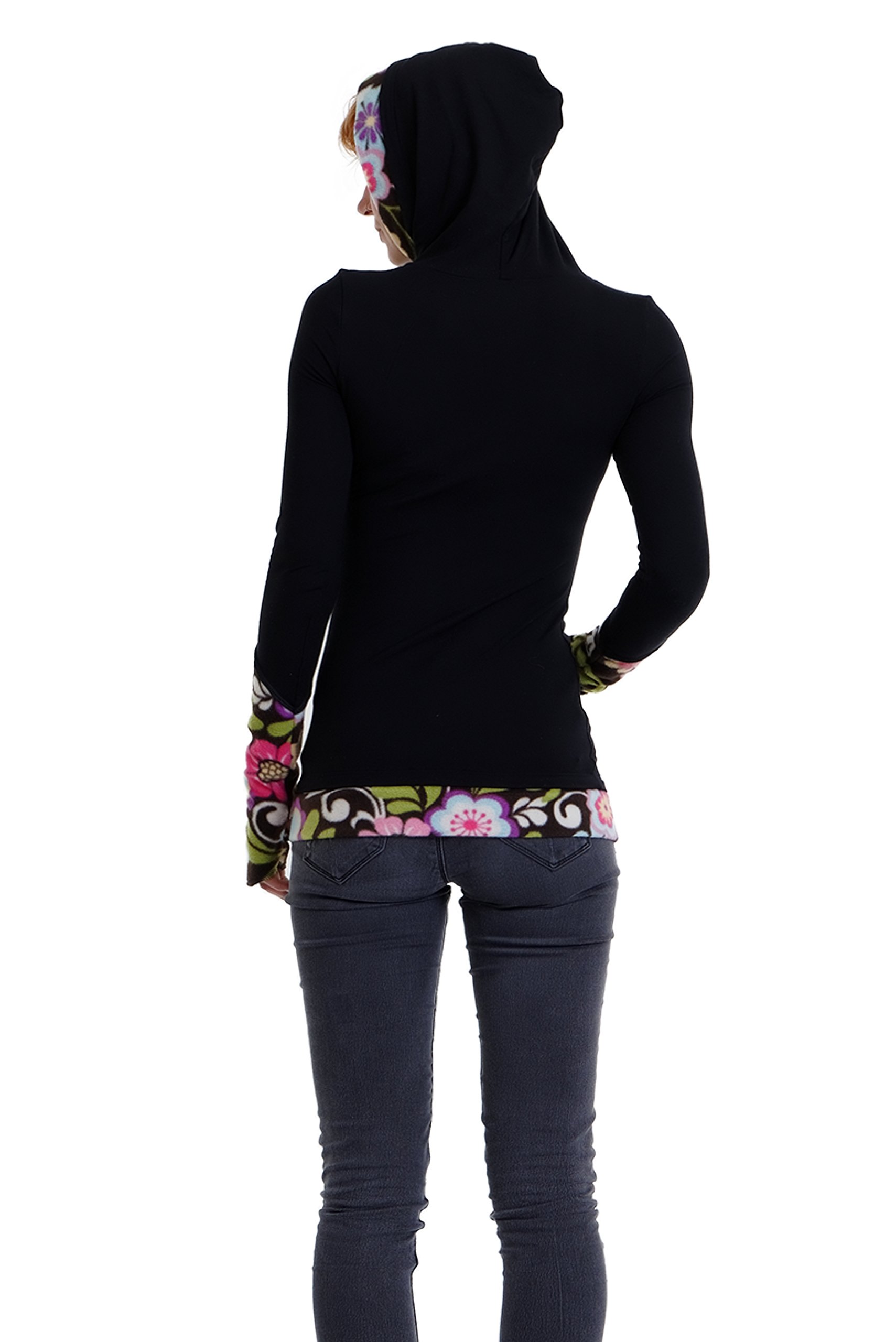 3Elfen winterlicher Damen Kapuzenpullover mit farblich abgesetzten Fleece Details - Made in Berlin