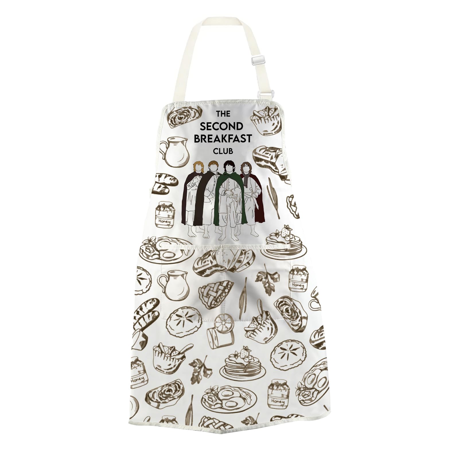 JTOUK The Second Breakfast Club Kitchen Apron Book Literature Gift Movie Inspired Merch Fantasy Movie Fans (Second Breakfast Apron EU)