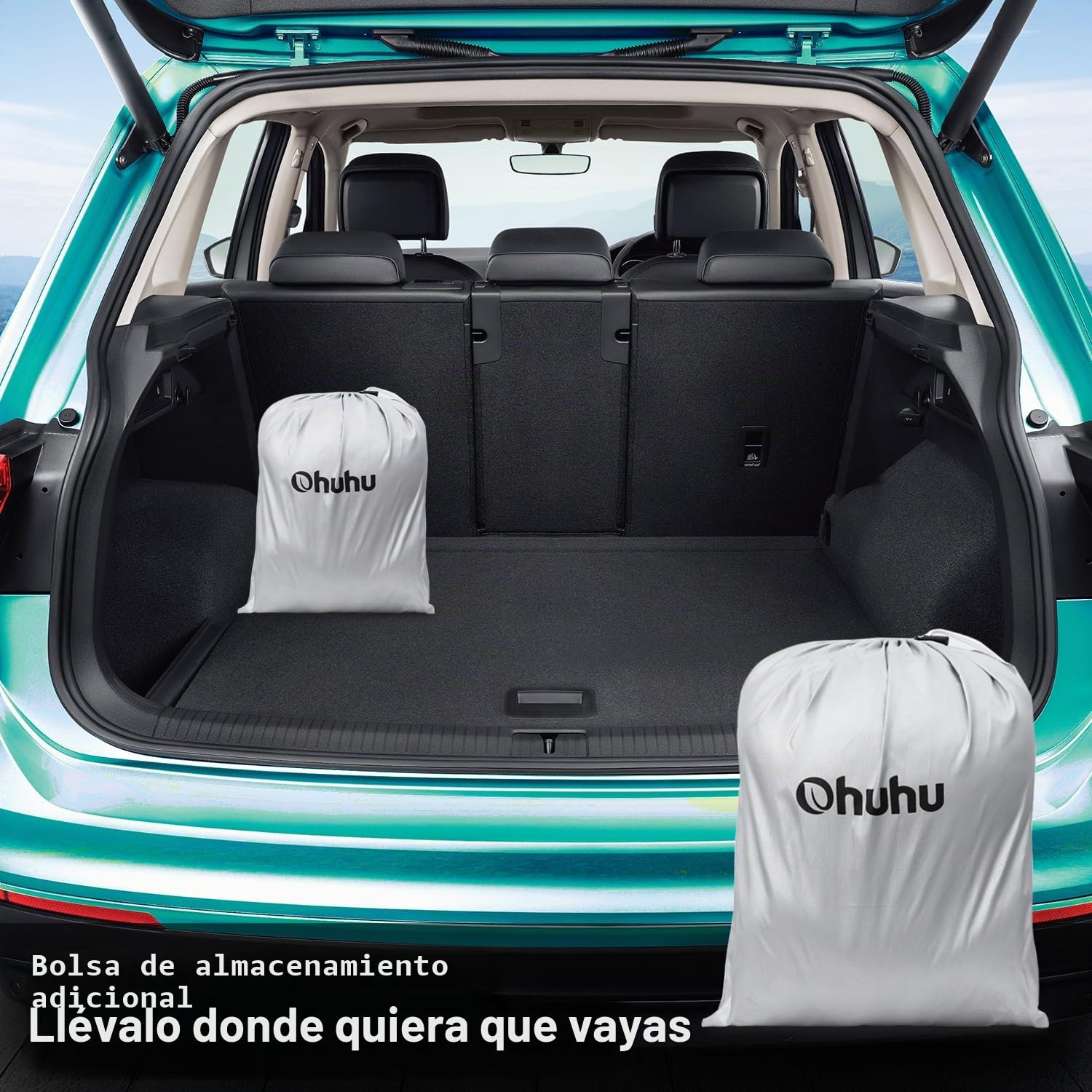 Ohuhu Funda para Coche Exterior del Coche Impermeable Cubierta Coche, Resistente al Viento y a los rasguños Protección UV, para automóviles Sedan XL (485-510cm)