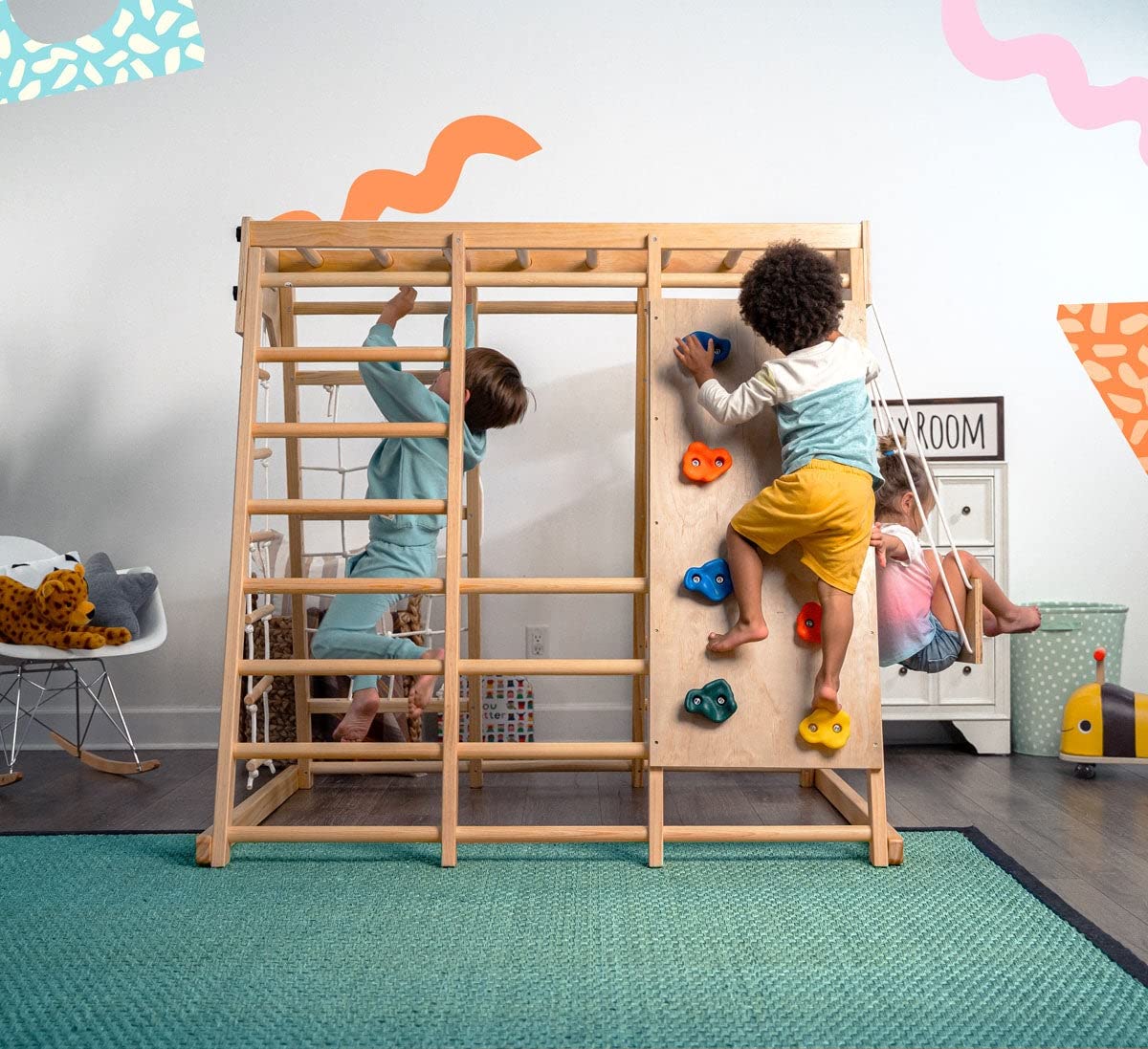 Avenlur Indoor Playground Jungle Gym Kids, Toddlers Wooden Climber