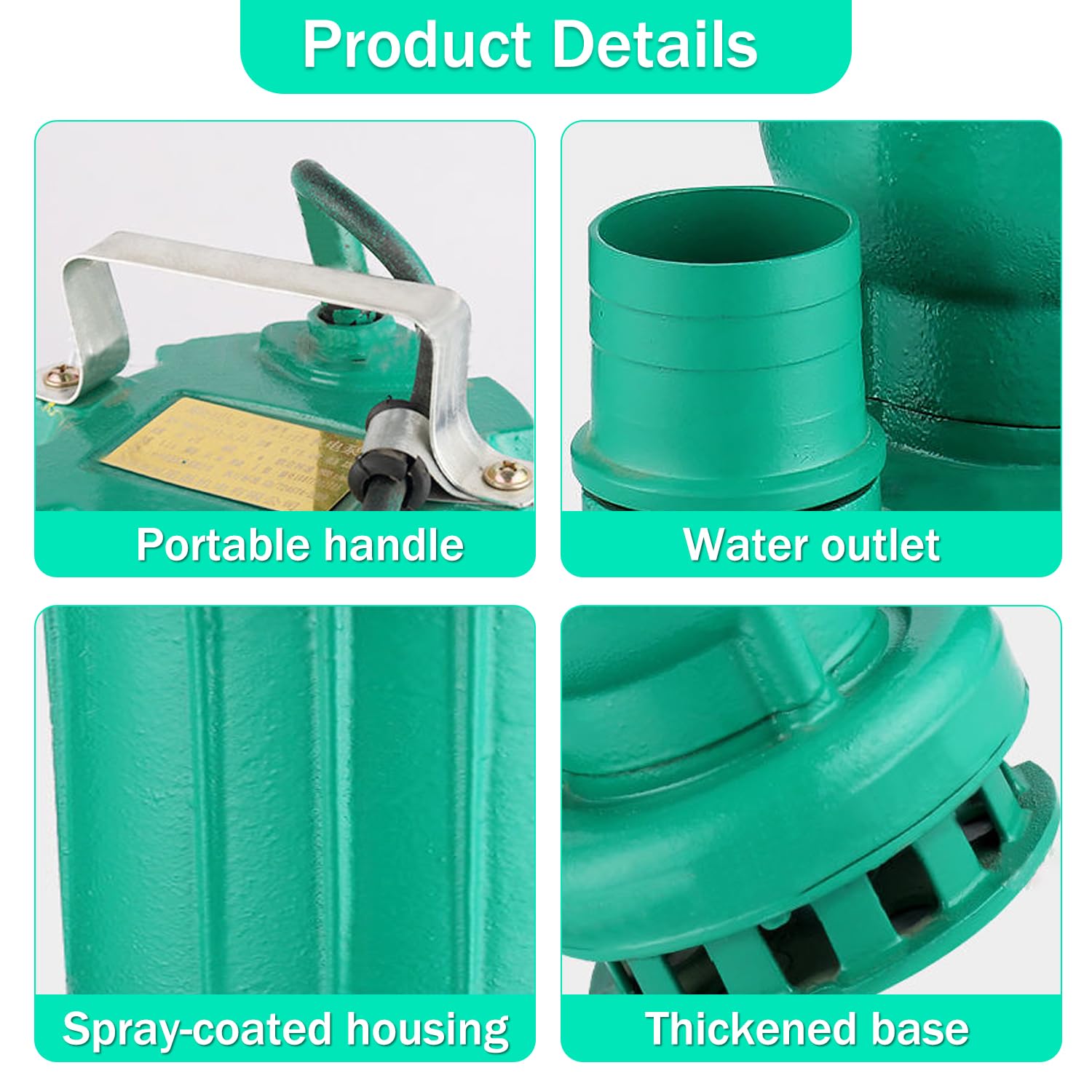 Bombas de aguas residuales Bonxrdun 1100W de alta potencia con capacidad de purificación de aguas residuales, para riego doméstico del jardín, drenaje de aguas residuales en pequeñas empresas