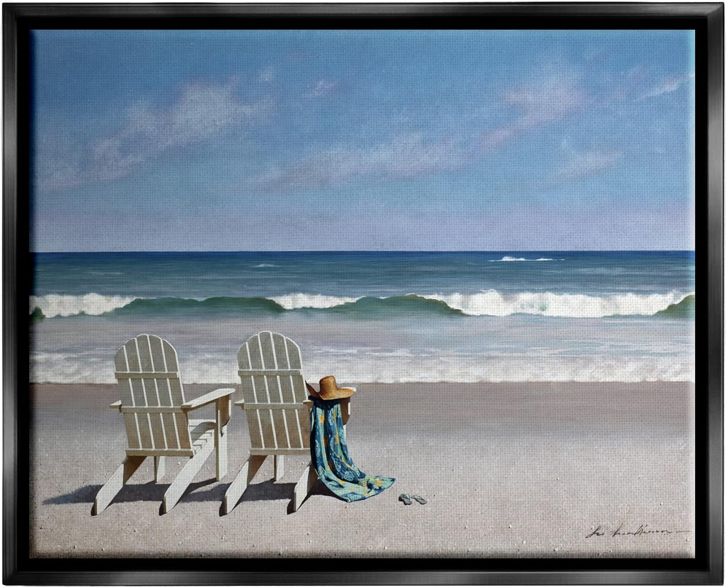 Stupell Industries Two White Adirondack Chairs on the Beach, Design by Zhen-Huan Lu