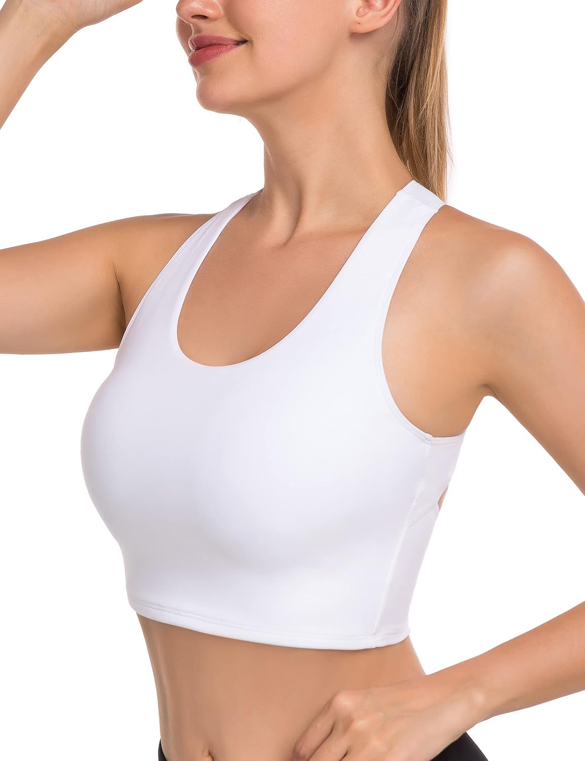 Runhit V Neck Sports Bra with Sexy Front-Hole Yoga Workout Athletic Sports Bra Racerback Bras Crop Tank Tops for Women