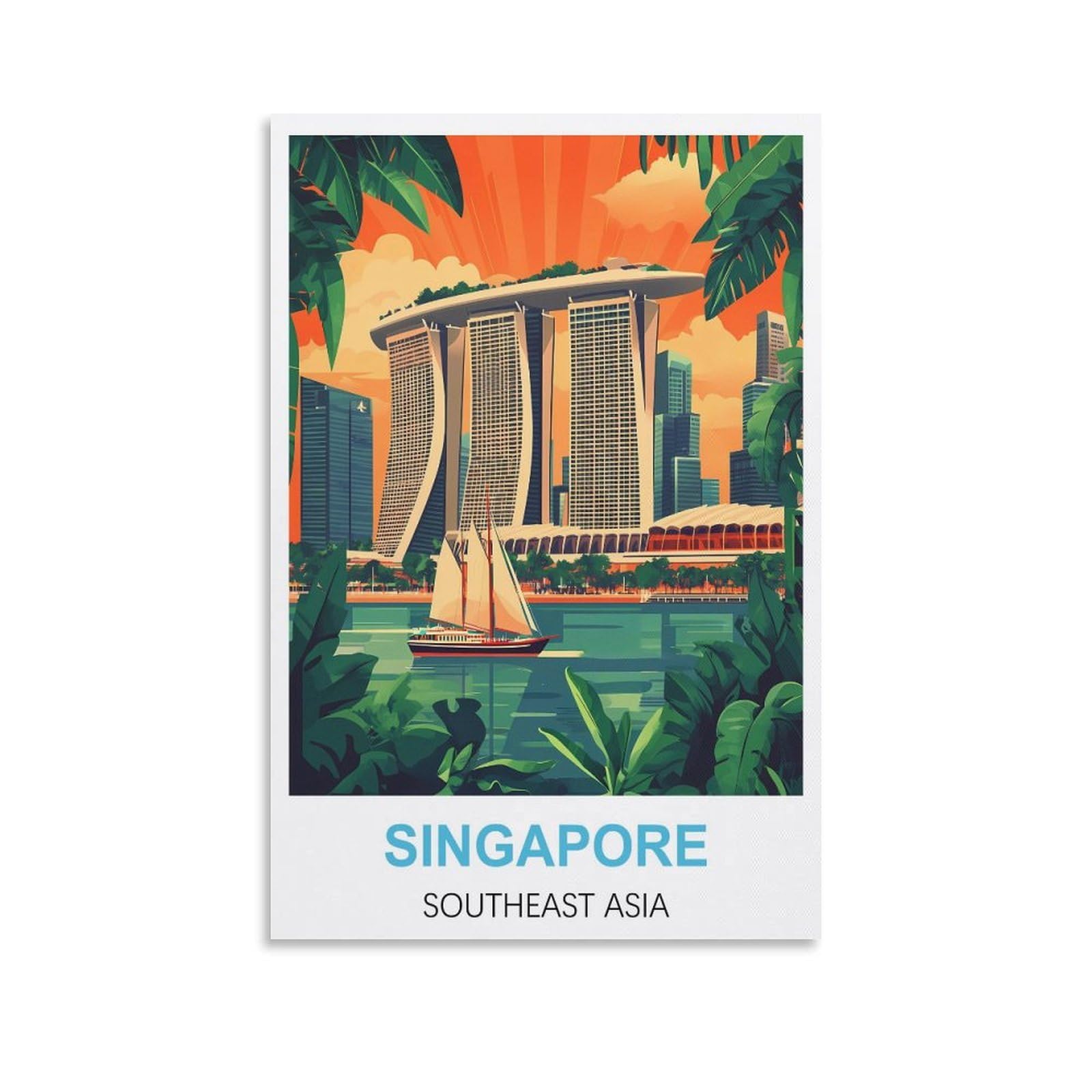 Nhgeqaa Unframe-Style Singapore Southeast Asia Vintage Travel Posters 12X18inch(30X45cm) Canvas Wall Art Print Picture