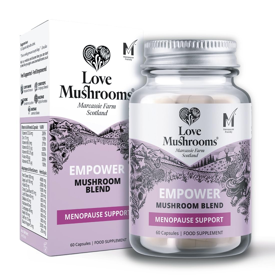 Love Mushrooms Empower Menopause Support With Mushrooms Herbs Vitamins And Minerals 60 Capsules